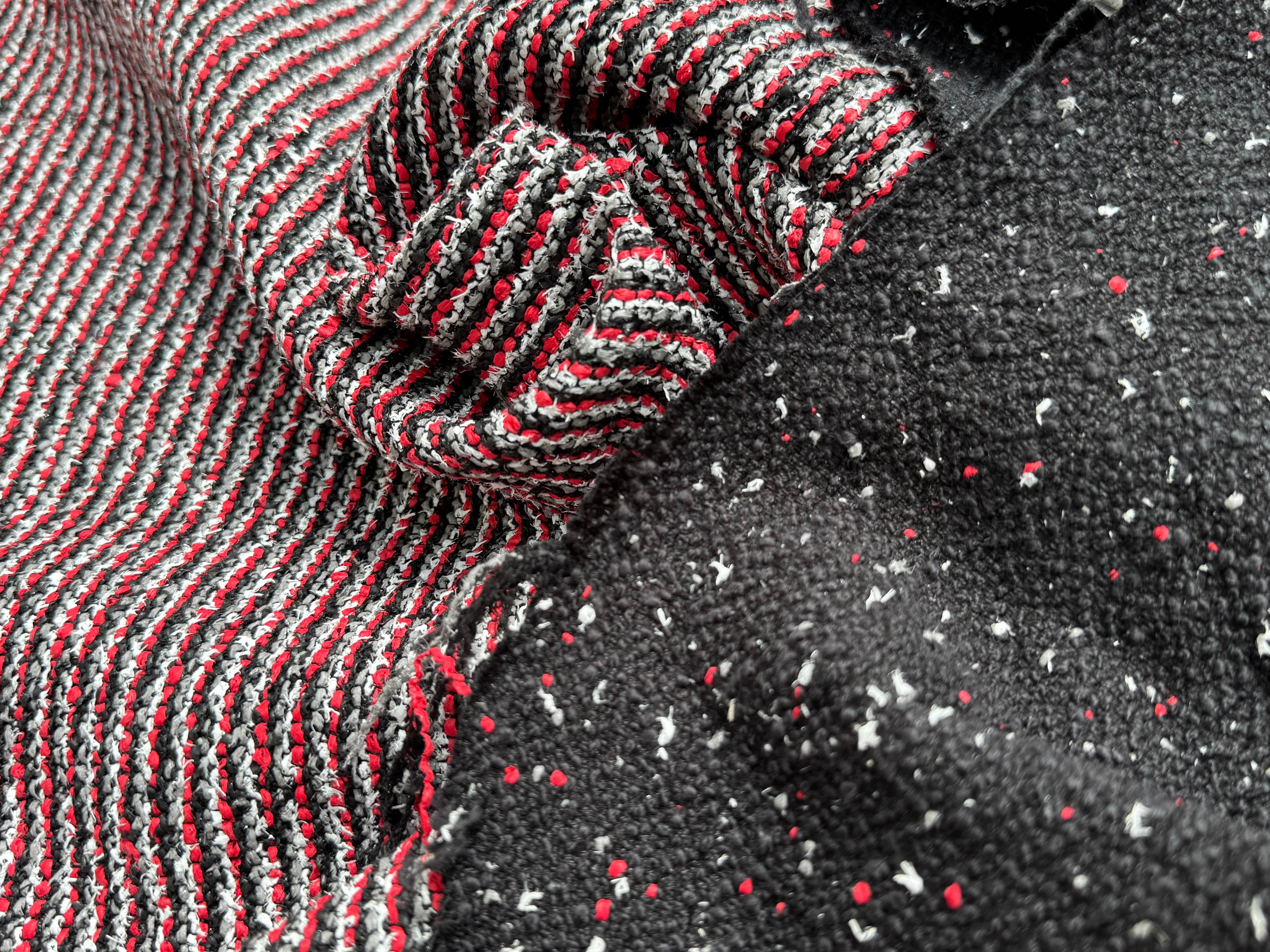 TWEED JACQUARD 24% COTON 52% LIN GRIS ROUGE - My Little Coupon