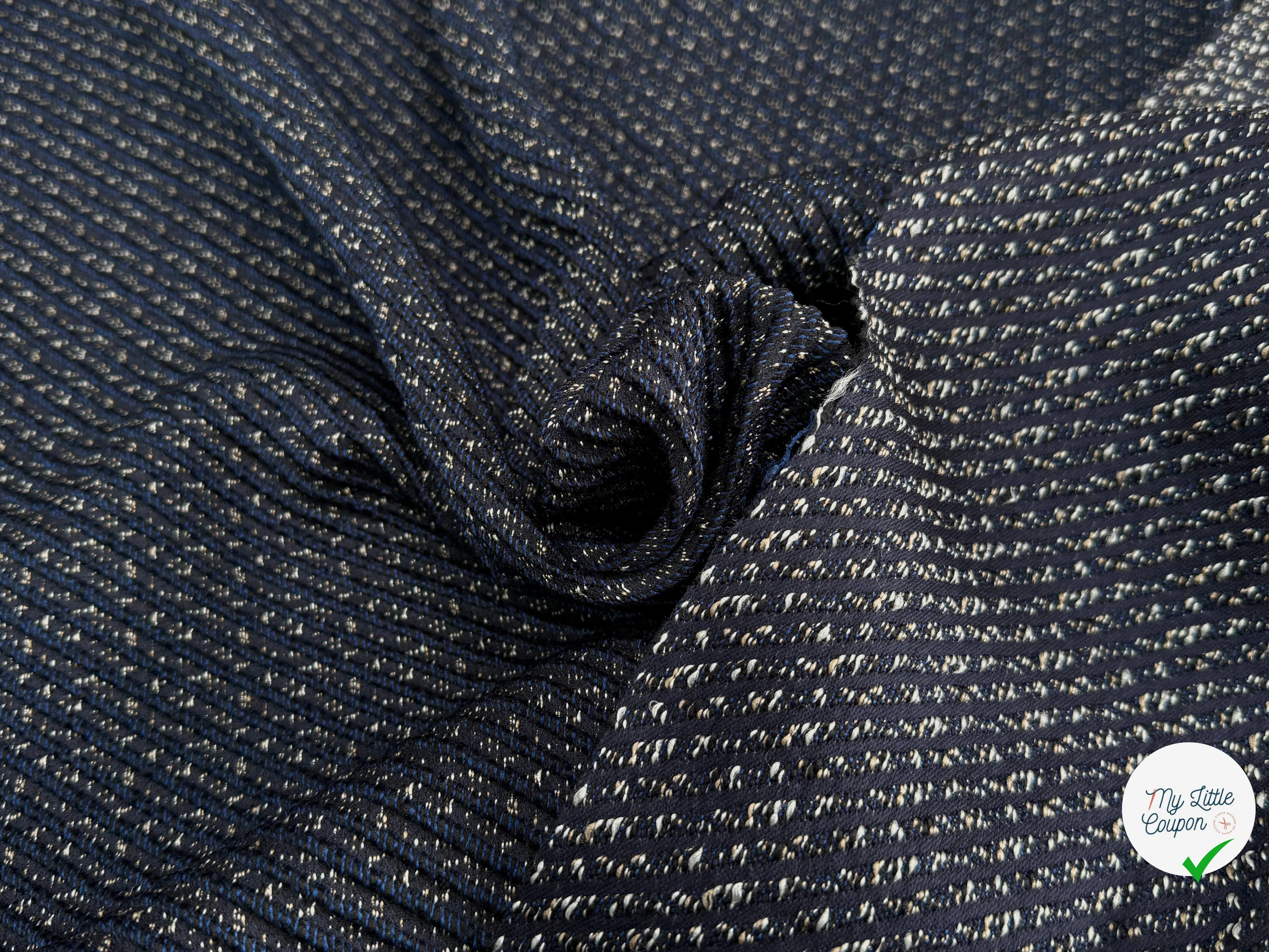 TWEED JACQUARD TISSÉ POLYCOTON ET POLYAMIDE BLEU GRIS - My Little Coupon