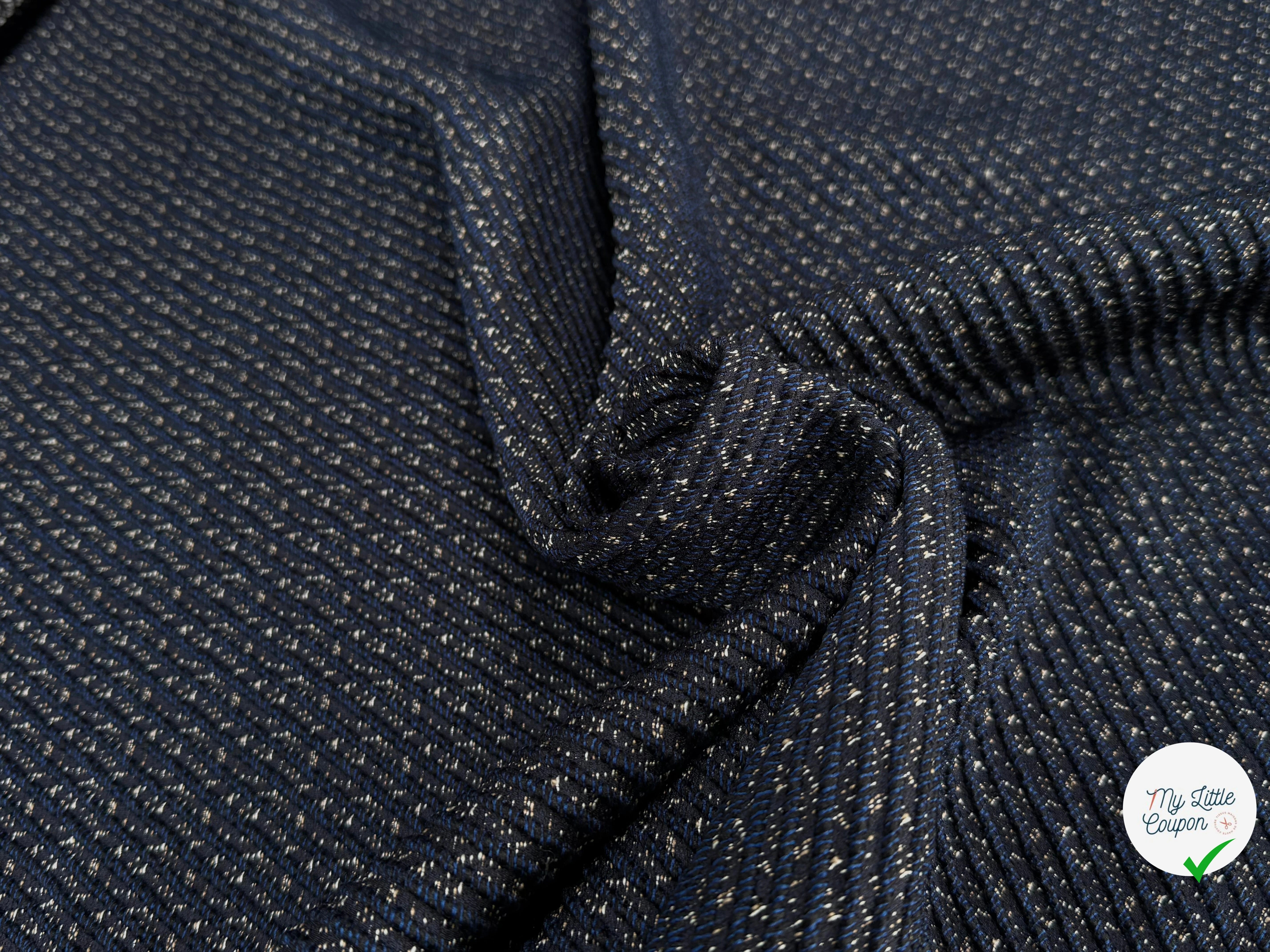 TWEED JACQUARD TISSÉ POLYCOTON ET POLYAMIDE BLEU GRIS - My Little Coupon