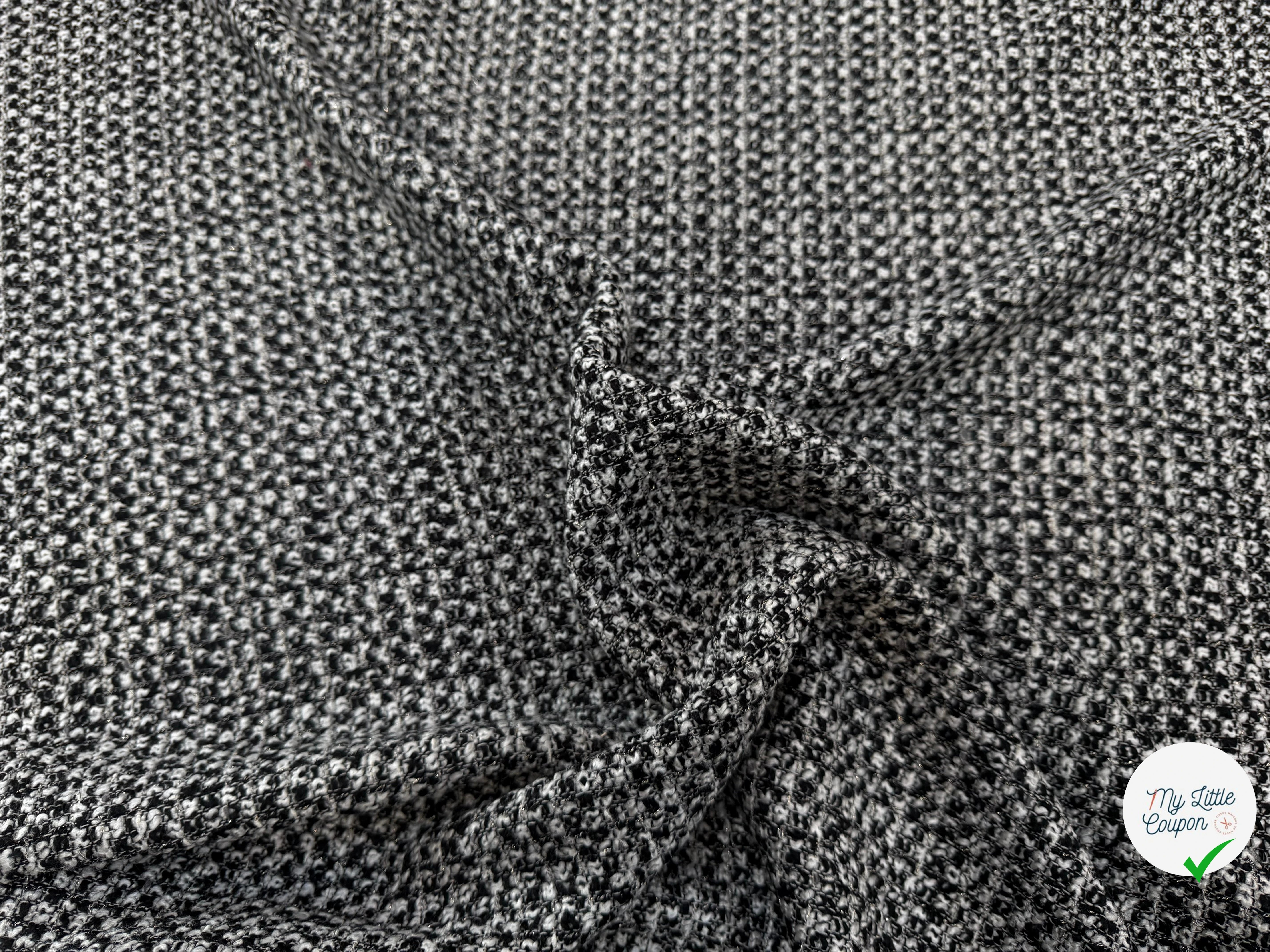 TWEED LAINE NOIR BLANC LUREX - My Little Coupon