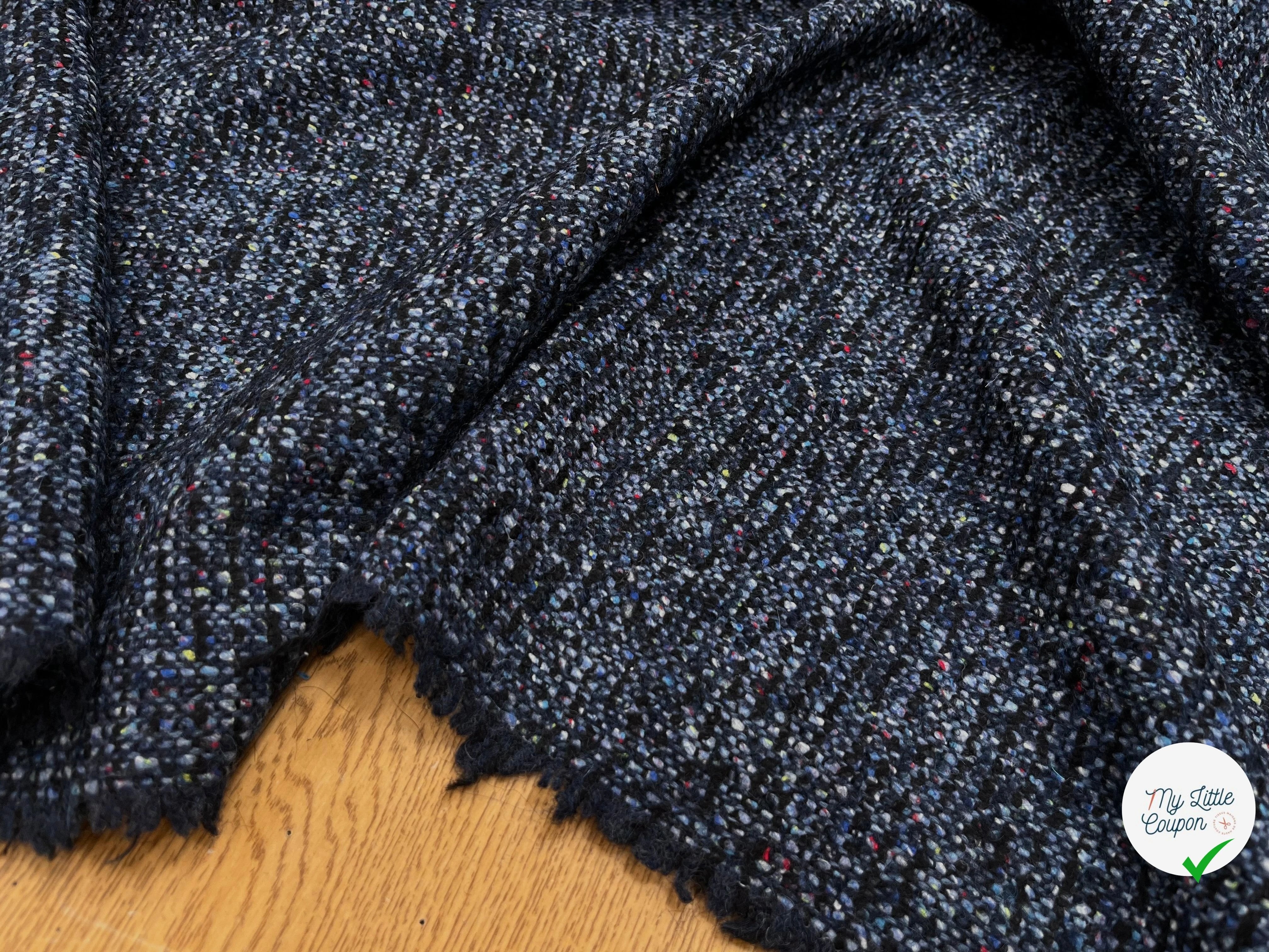TWEED LAINE VIERGE SOIE BLEU CHINÉ - My Little Coupon