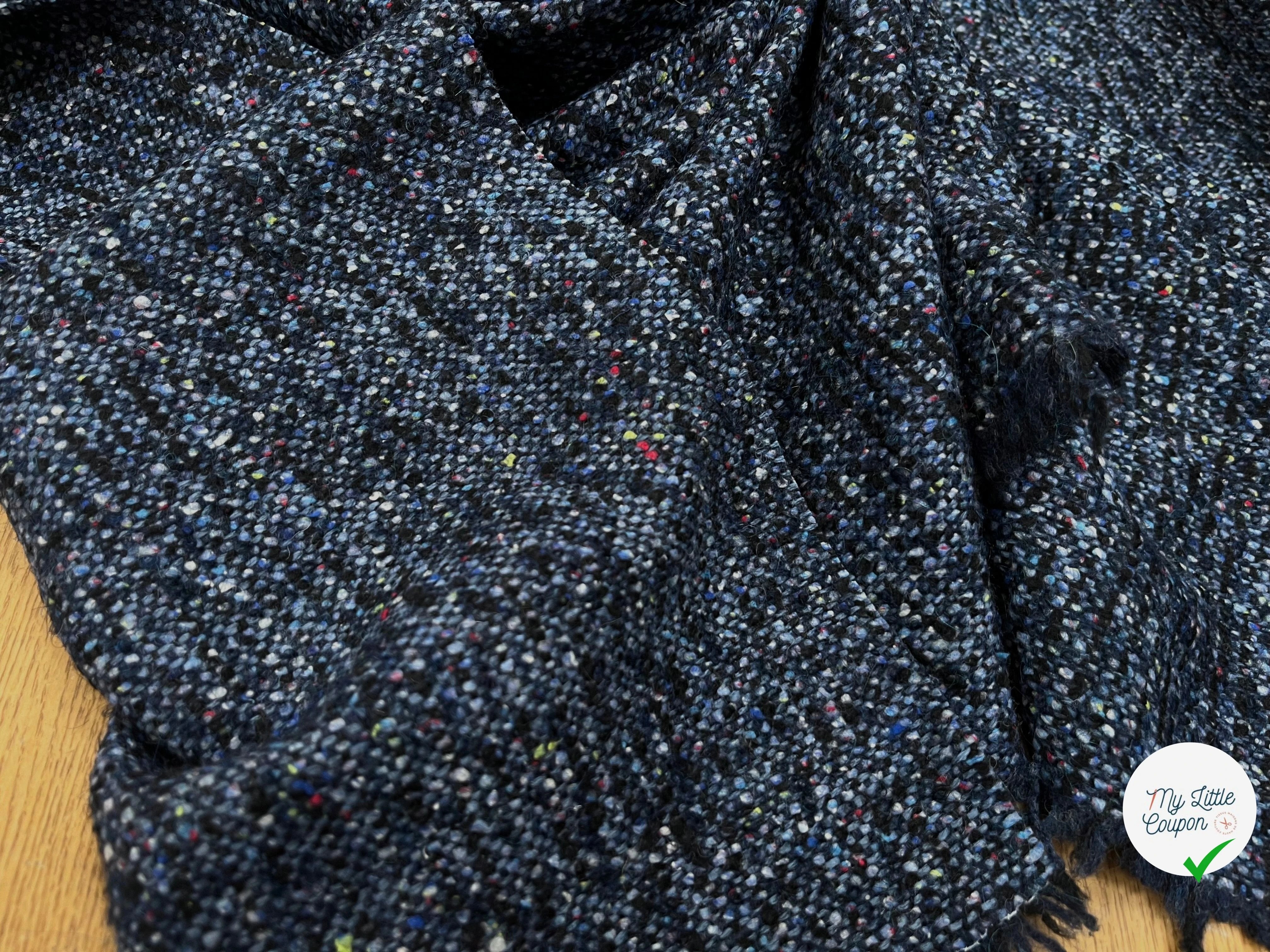 TWEED LAINE VIERGE SOIE BLEU CHINÉ - My Little Coupon