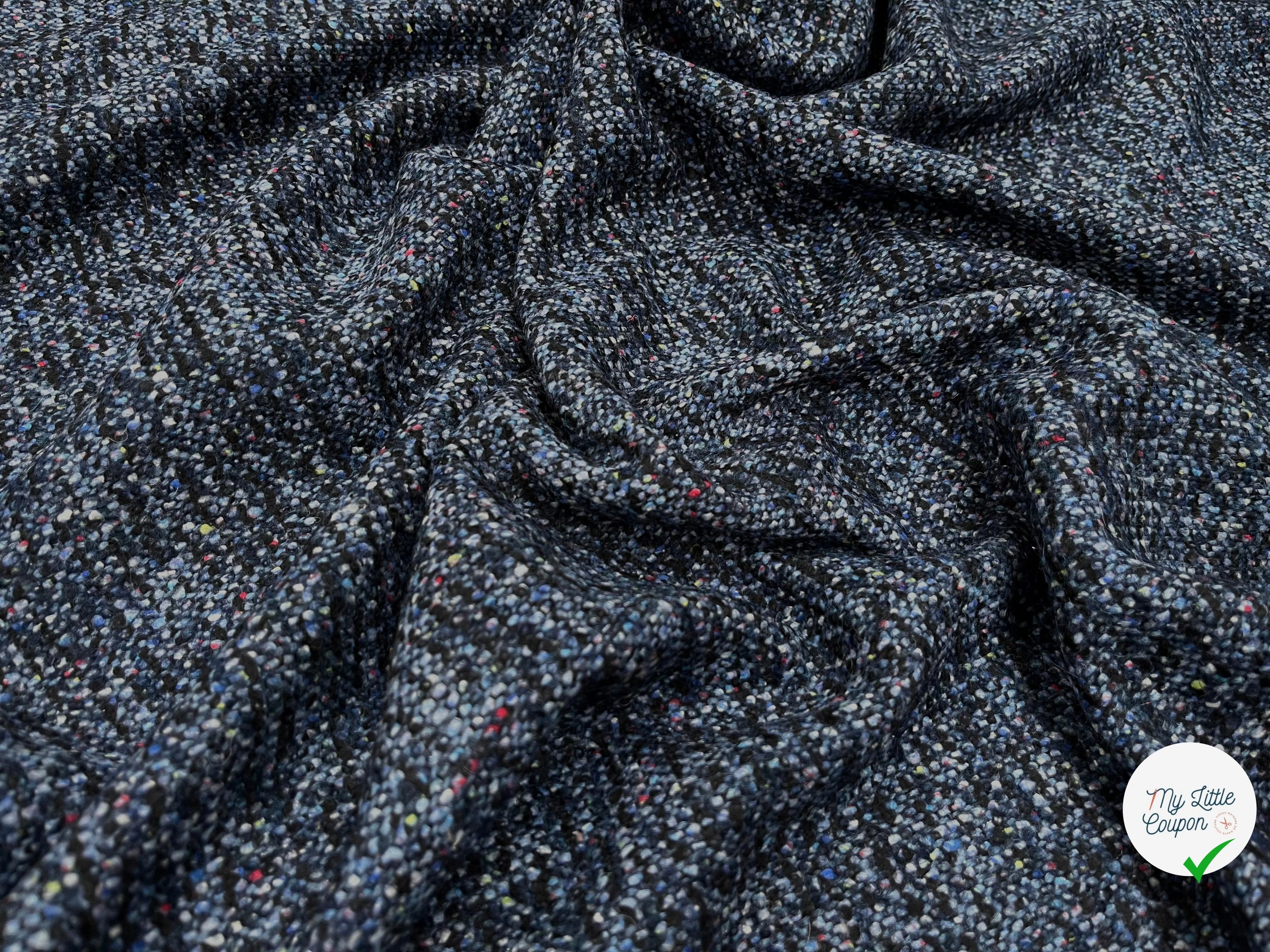 TWEED LAINE VIERGE SOIE BLEU CHINÉ - My Little Coupon
