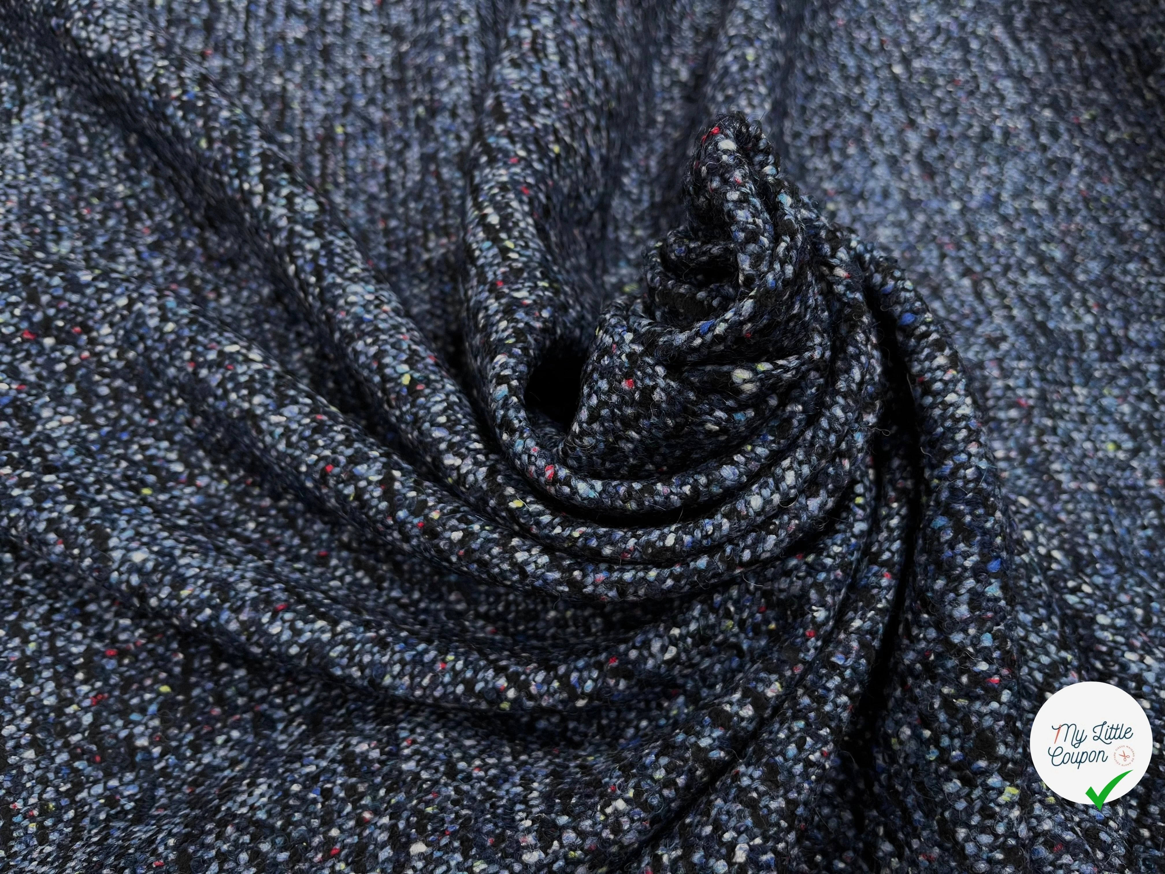 TWEED LAINE VIERGE SOIE BLEU CHINÉ - My Little Coupon