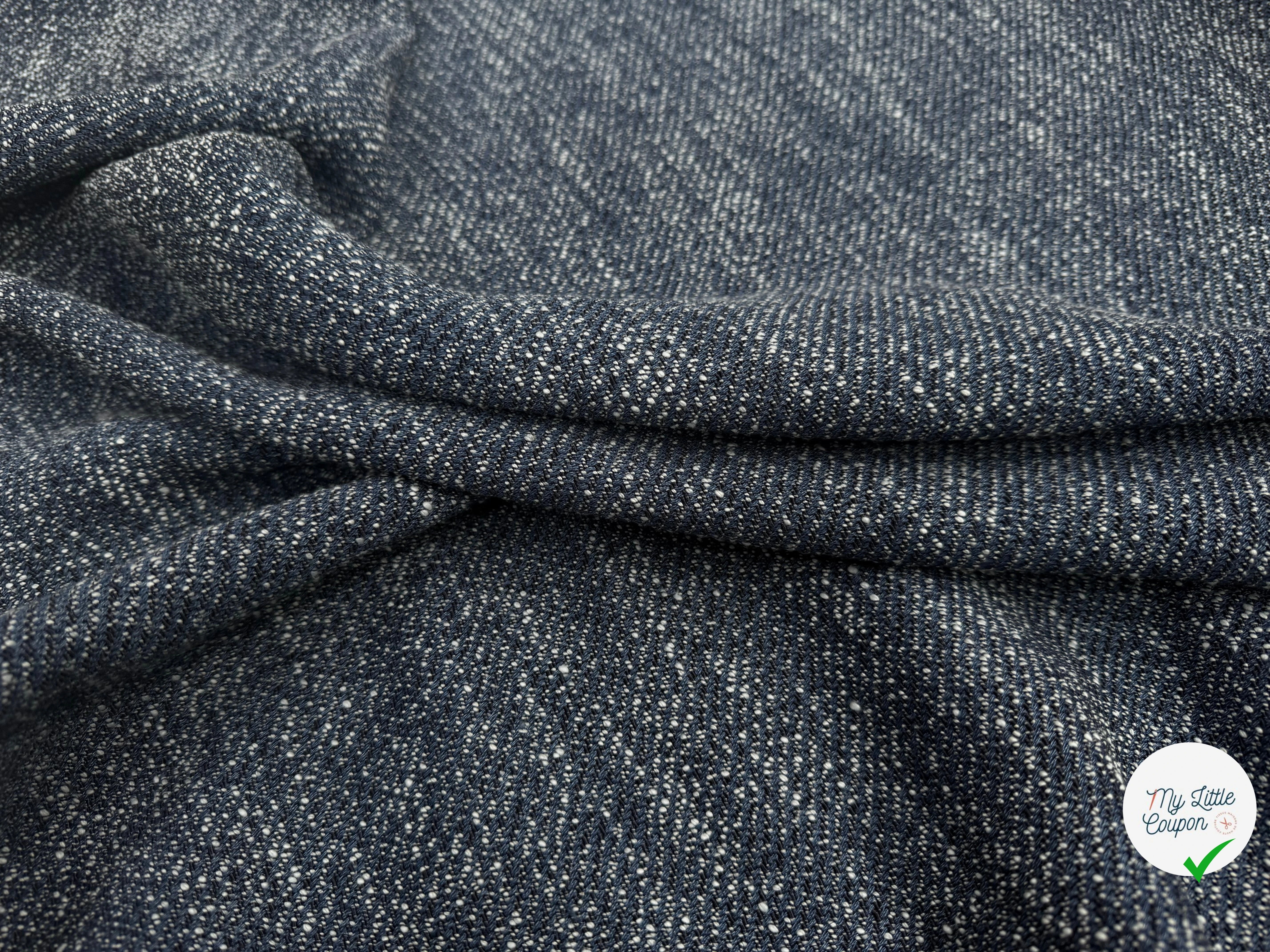 TWEED LOURD BLEU COTON RAYURES SERGÉES - My Little Coupon