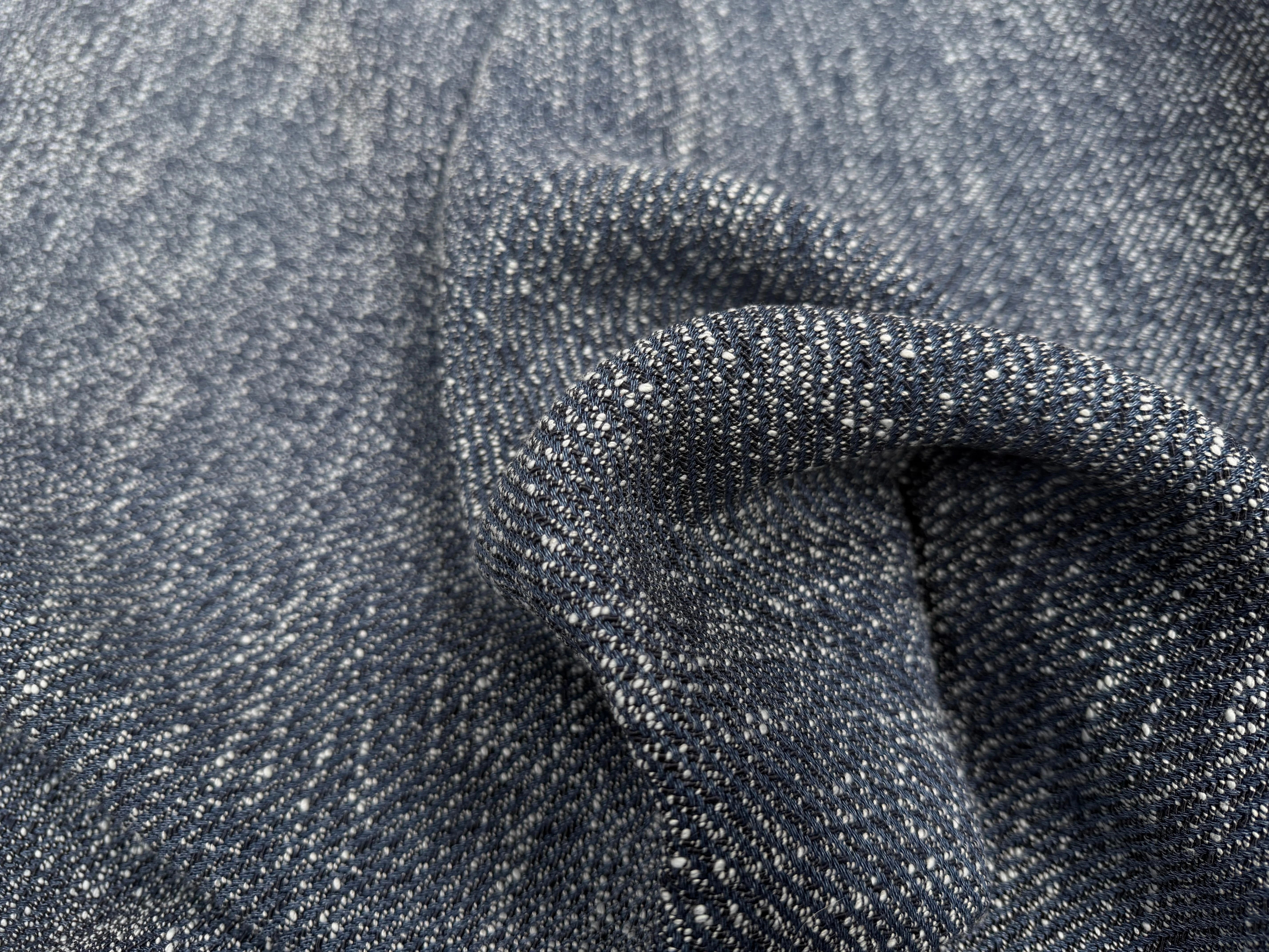 TWEED LOURD BLEU COTON RAYURES SERGÉES - My Little Coupon