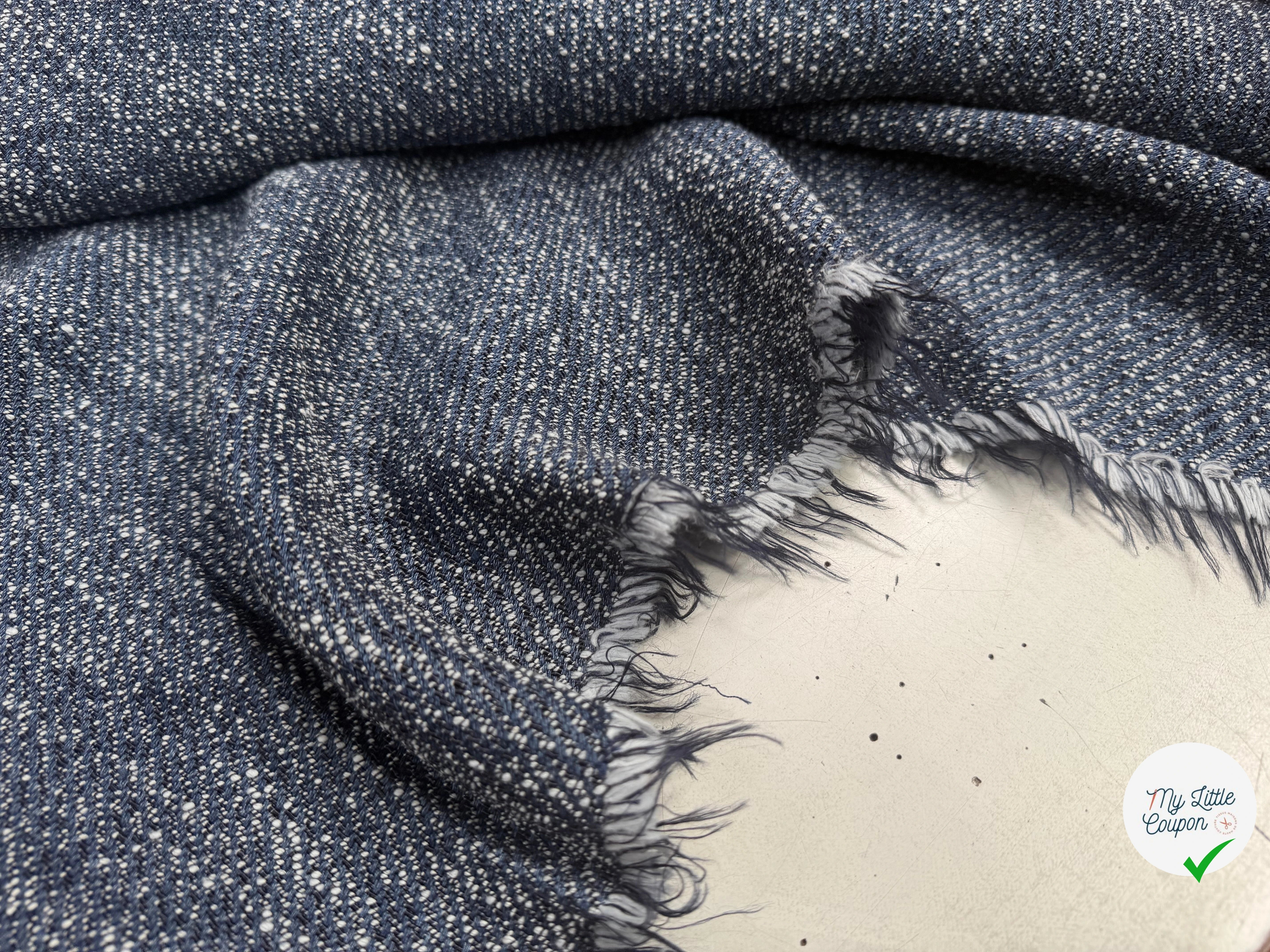 TWEED LOURD BLEU COTON RAYURES SERGÉES - My Little Coupon