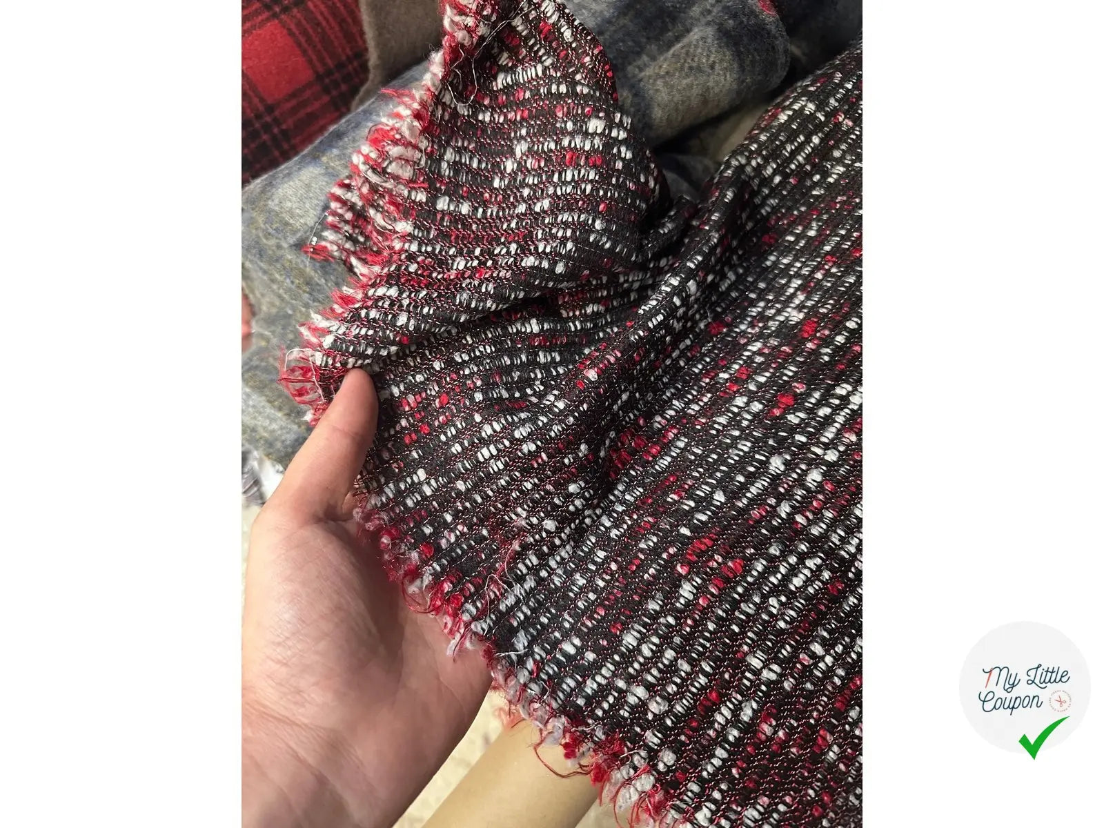 TWEED POLYESTER NOIR ROUGE ET BLANC MLC INTERN