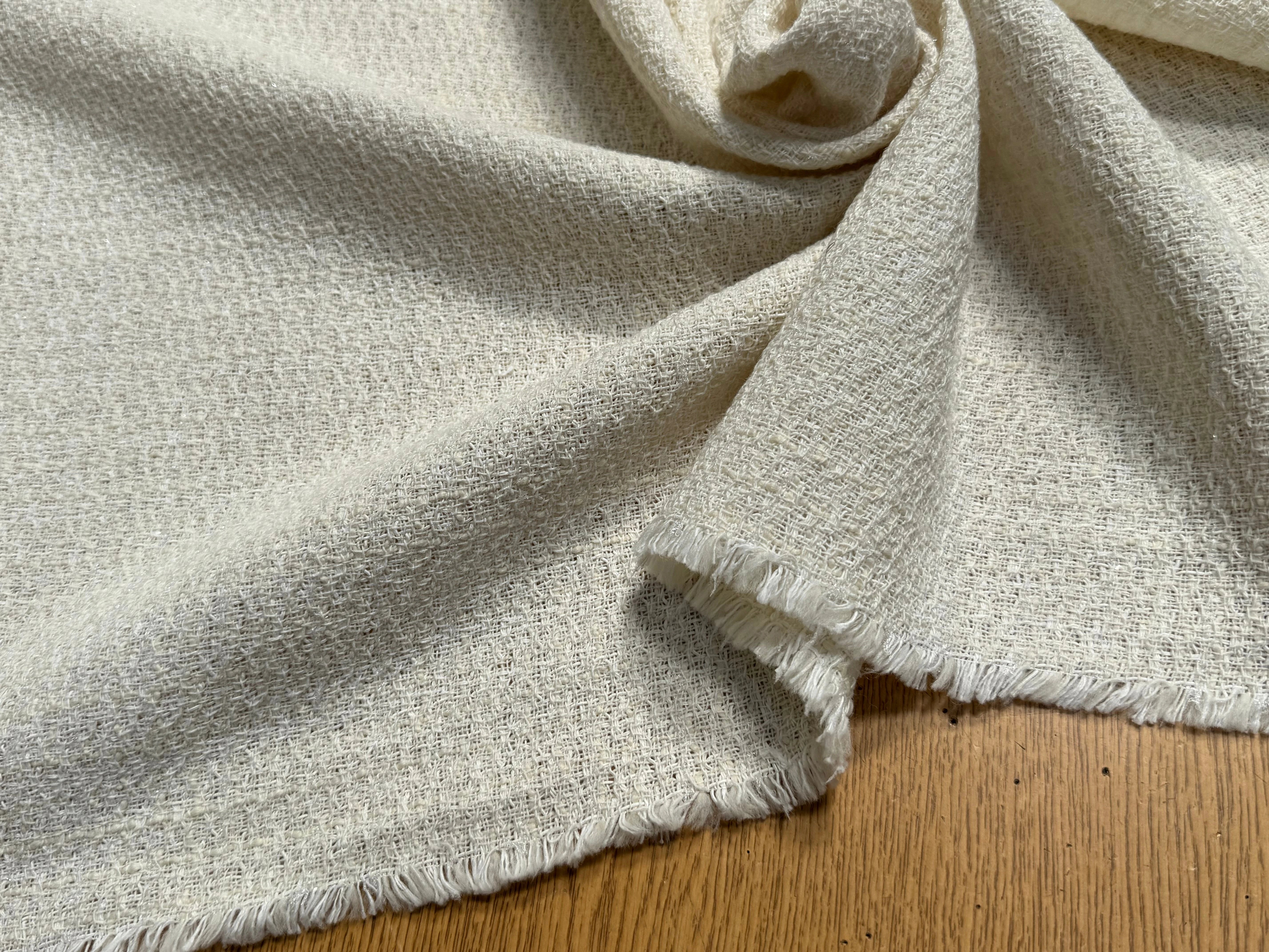 TWEED POLYLAINE BEAU TISSAGE ÉCRU 20% COTON - My Little Coupon