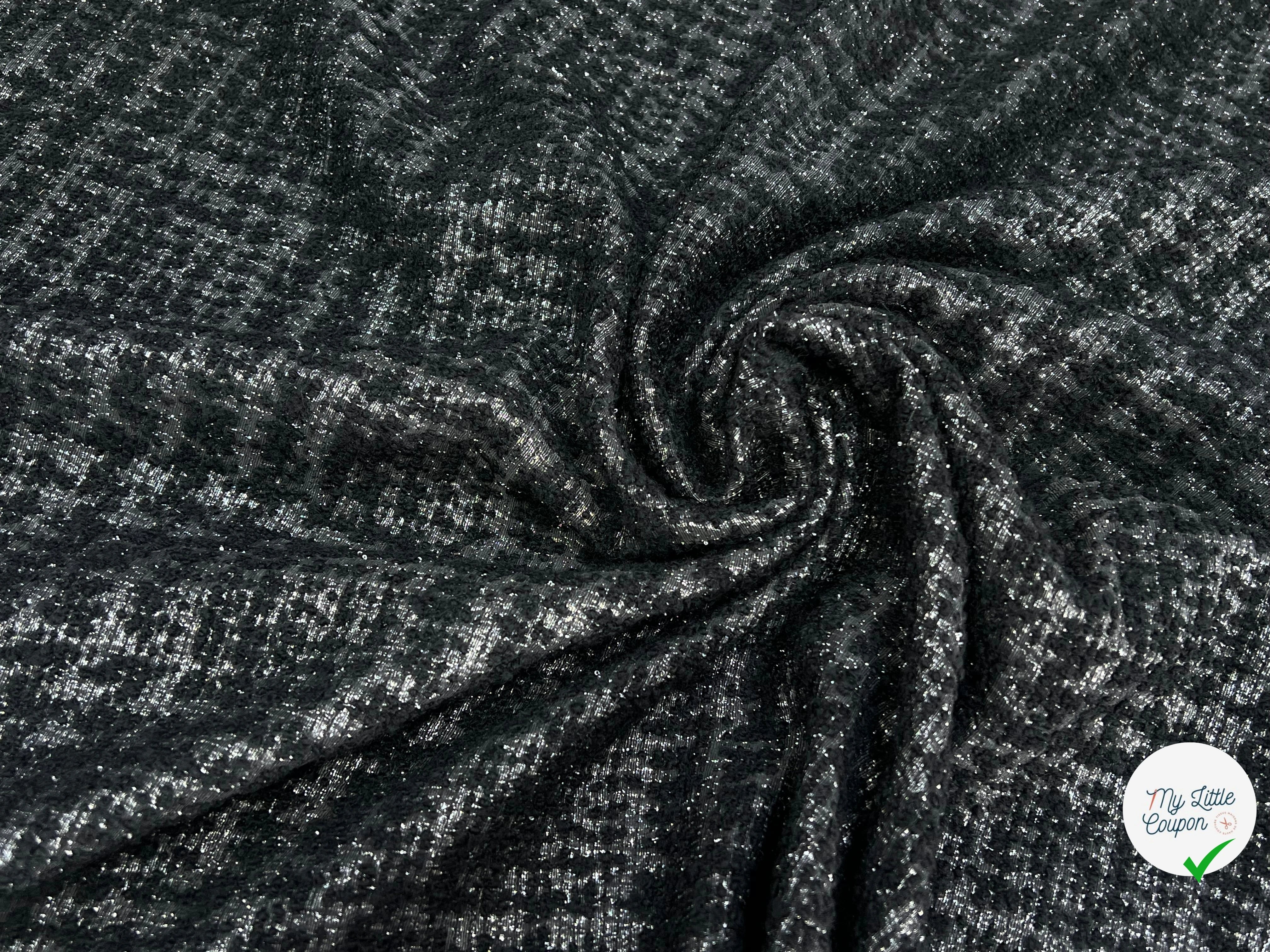 TWEED POLYLAINE ET LUREX NOIR ARGENTÉ - My Little Coupon
