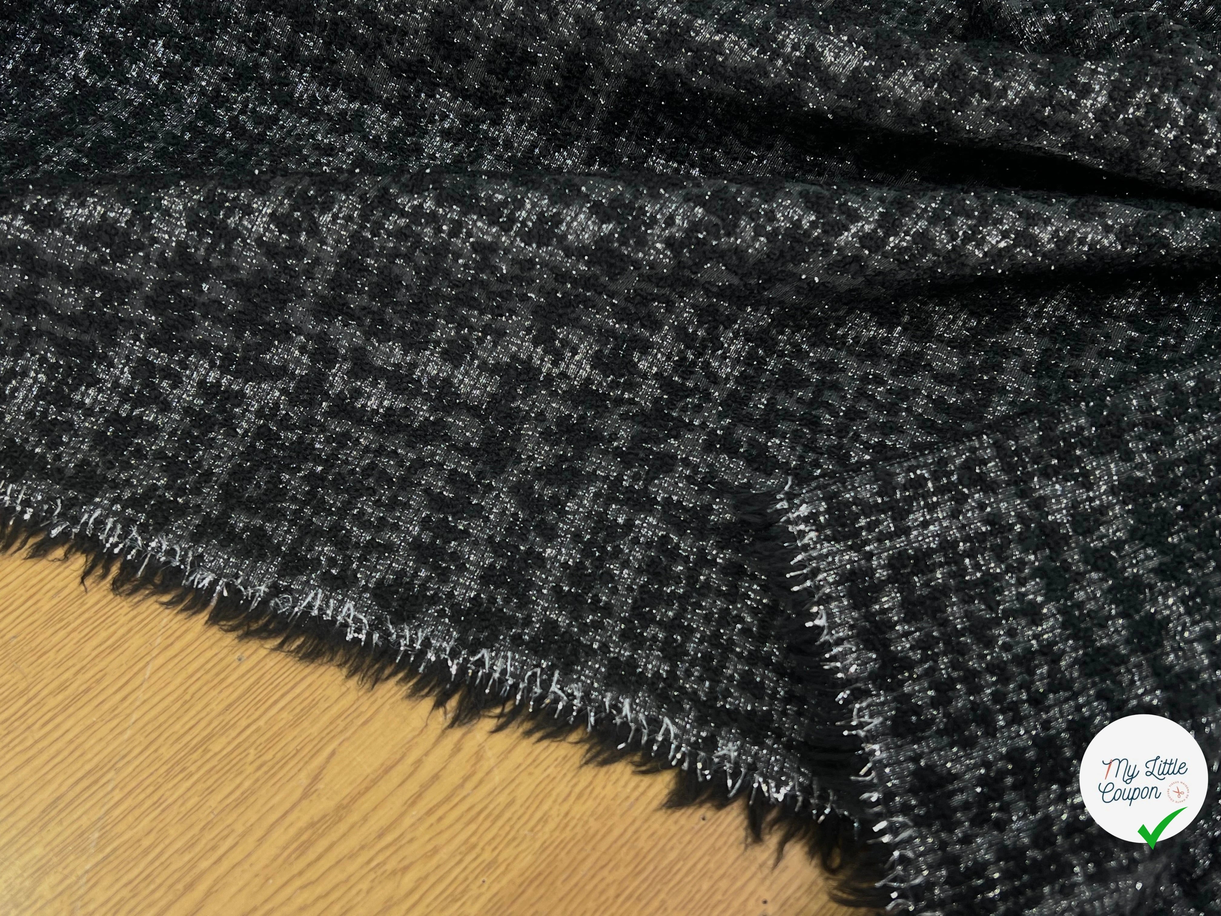 TWEED POLYLAINE ET LUREX NOIR ARGENTÉ - My Little Coupon