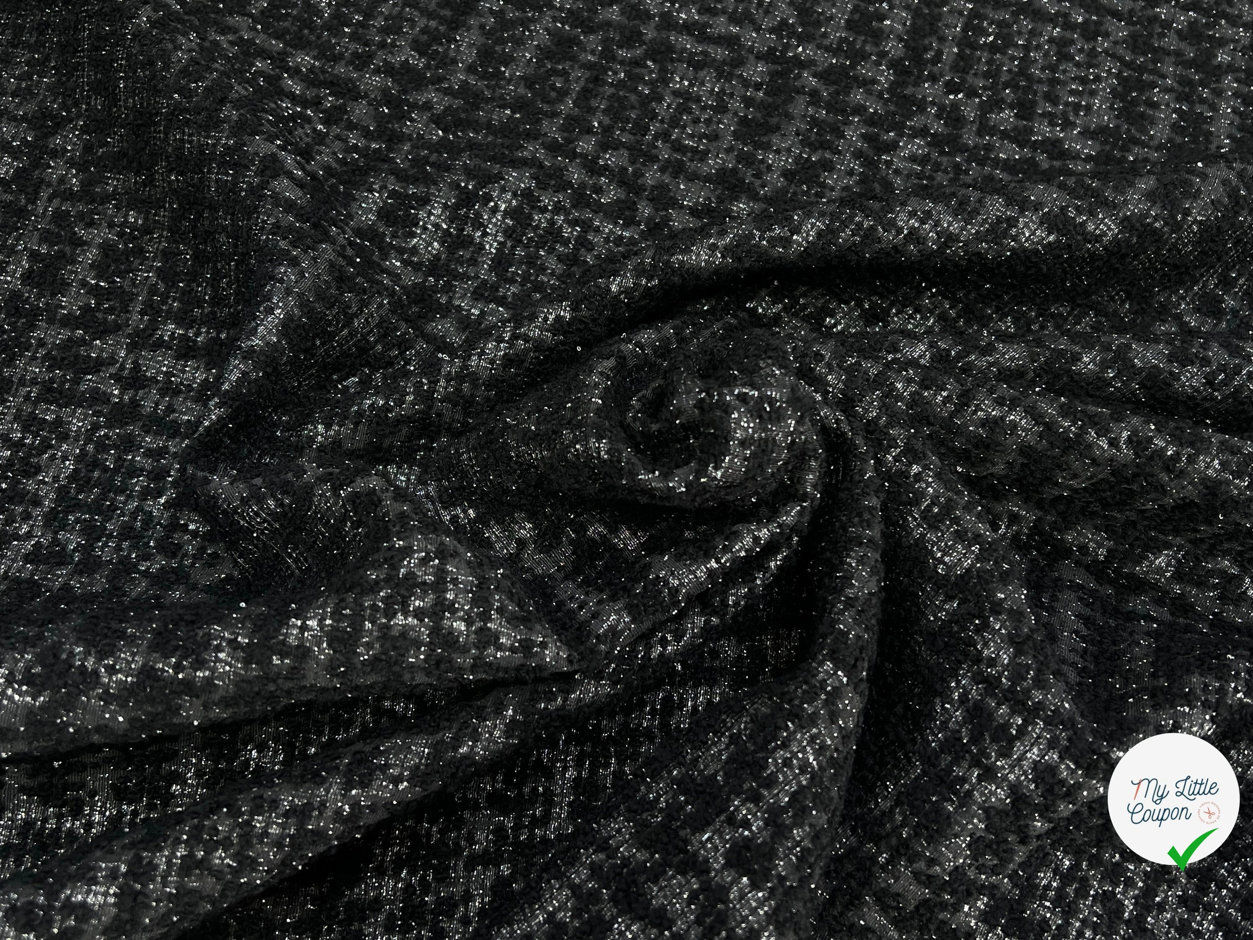 TWEED POLYLAINE ET LUREX NOIR ARGENTÉ - My Little Coupon