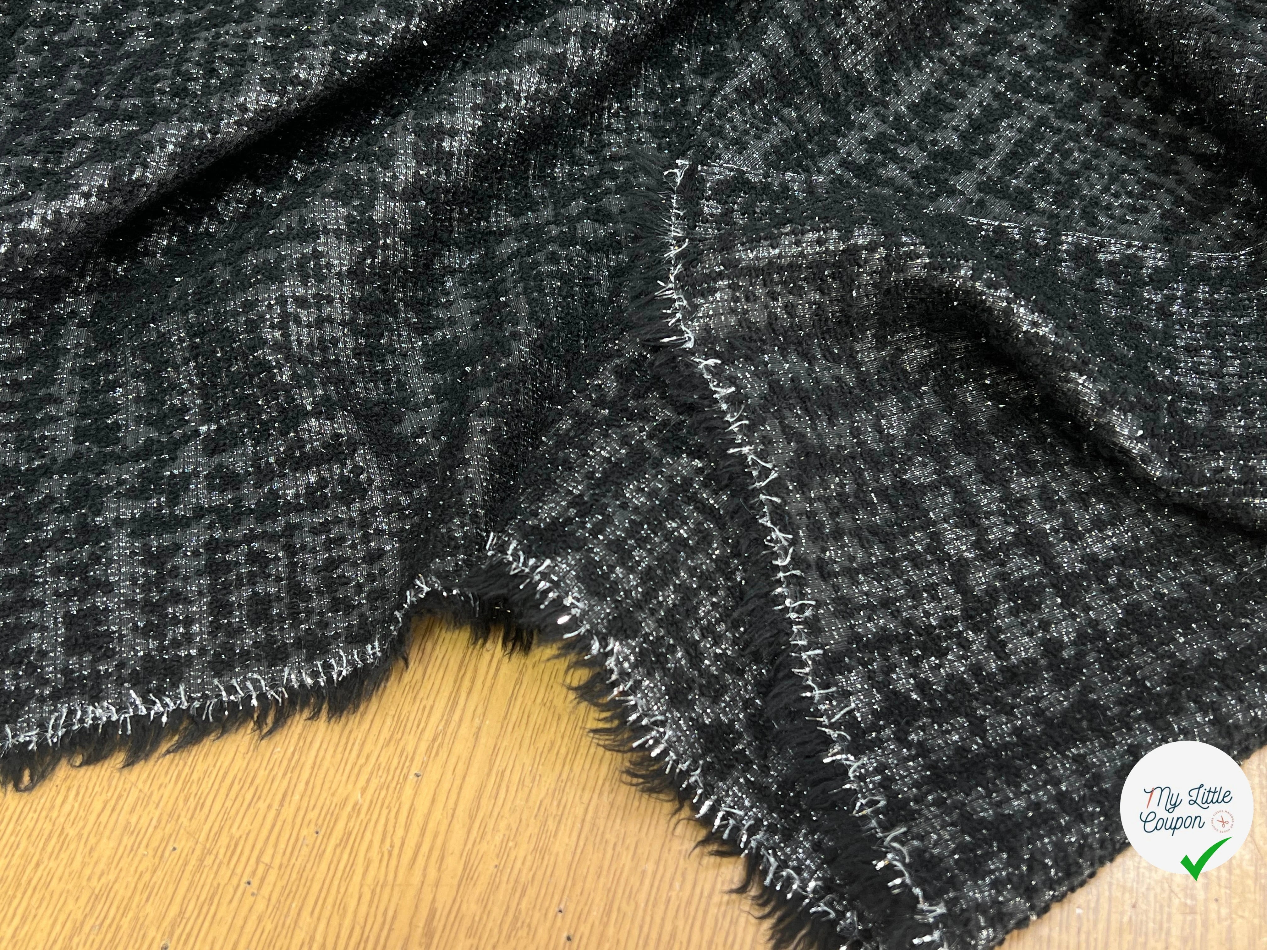 TWEED POLYLAINE ET LUREX NOIR ARGENTÉ - My Little Coupon