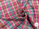 TWEED SOIE WOVEN SILK TARTAN ROSE VERT - My Little Coupon