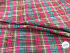 TWEED SOIE WOVEN SILK TARTAN ROSE VERT - My Little Coupon