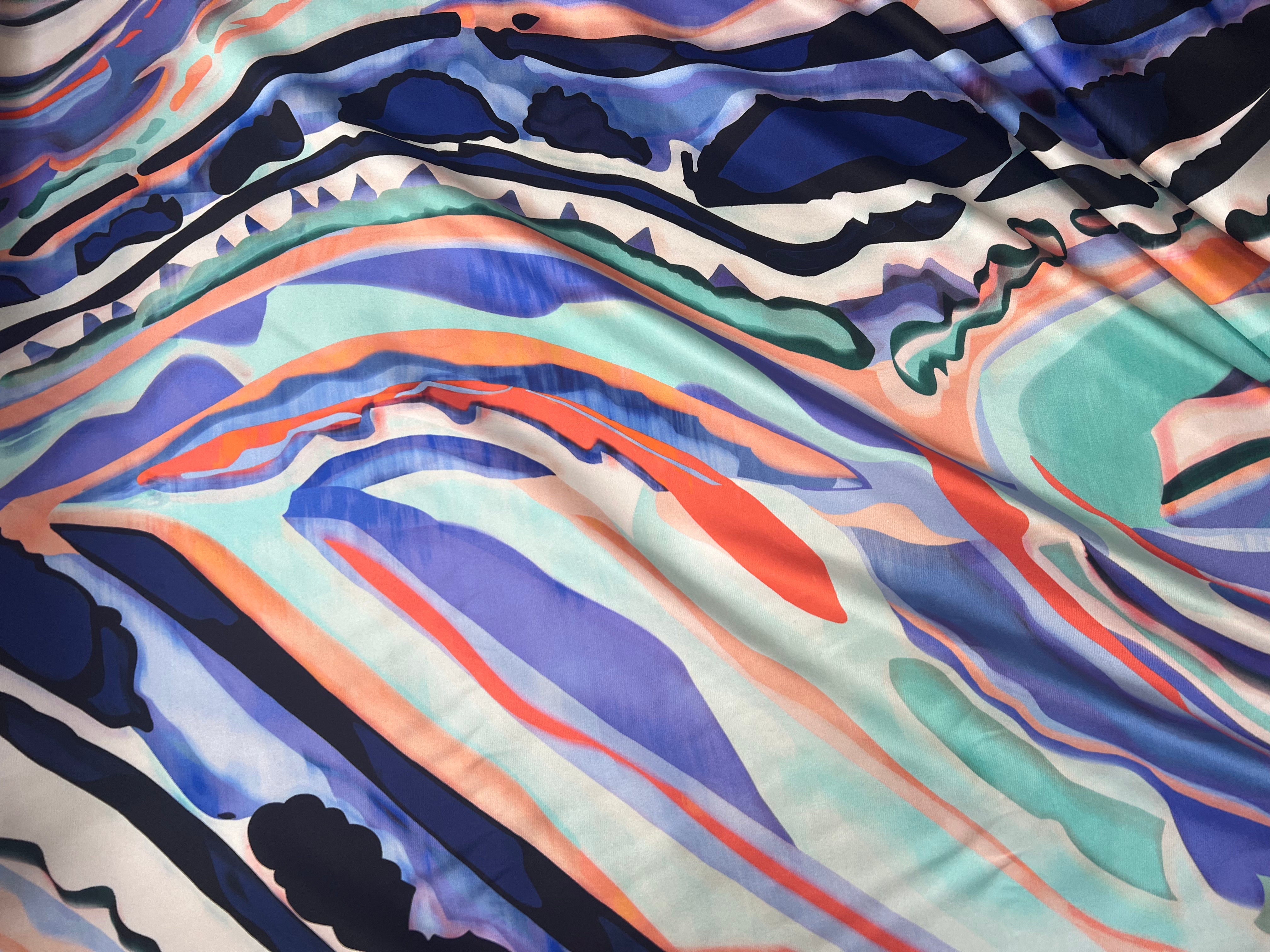 TWILL DE SOIE IMPRIMÉ AQUA WAVE - My Little Coupon