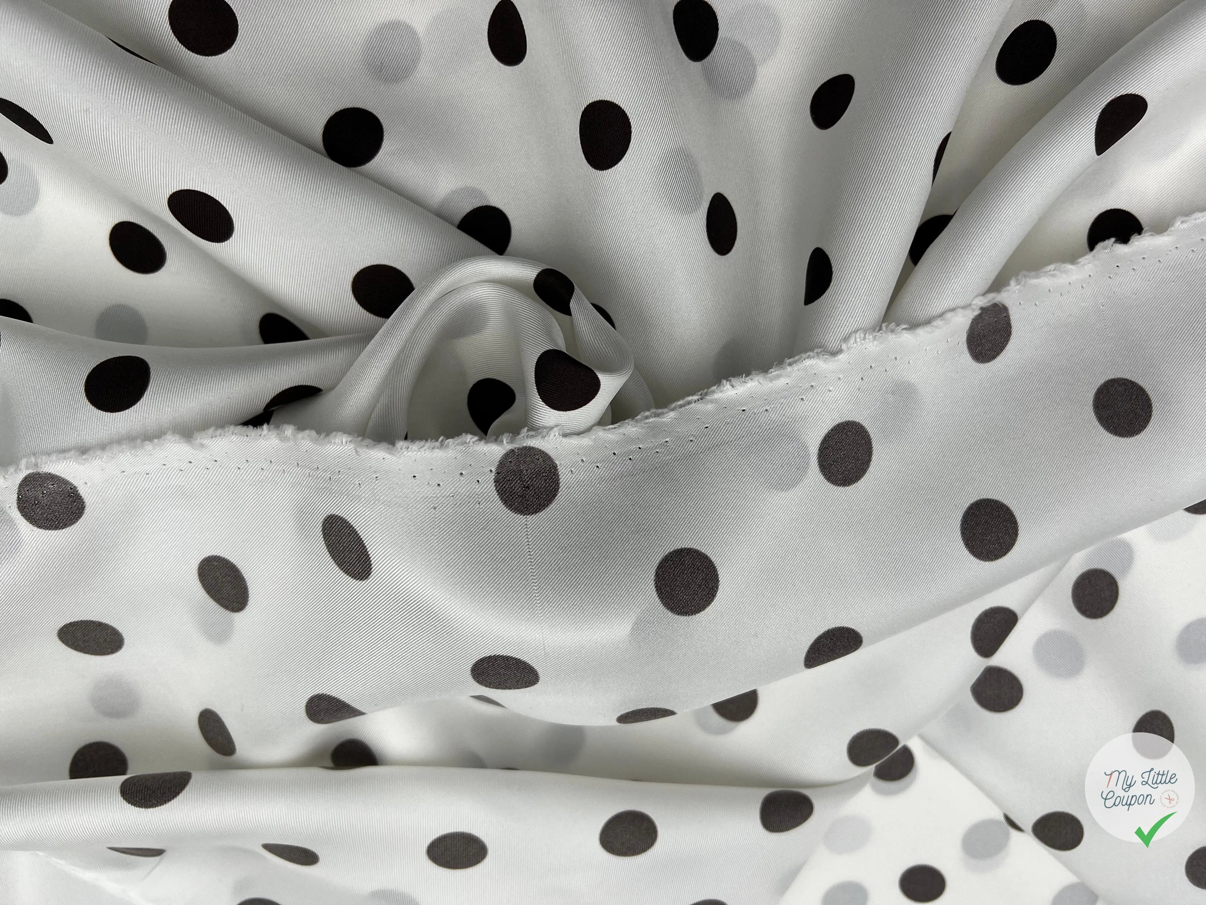 TWILL DE SOIE IMPRIMÉ POIS CHOCO FOND BLANC - coupon de tissu de 3 mètres - My Little Coupon - tissu - coudre