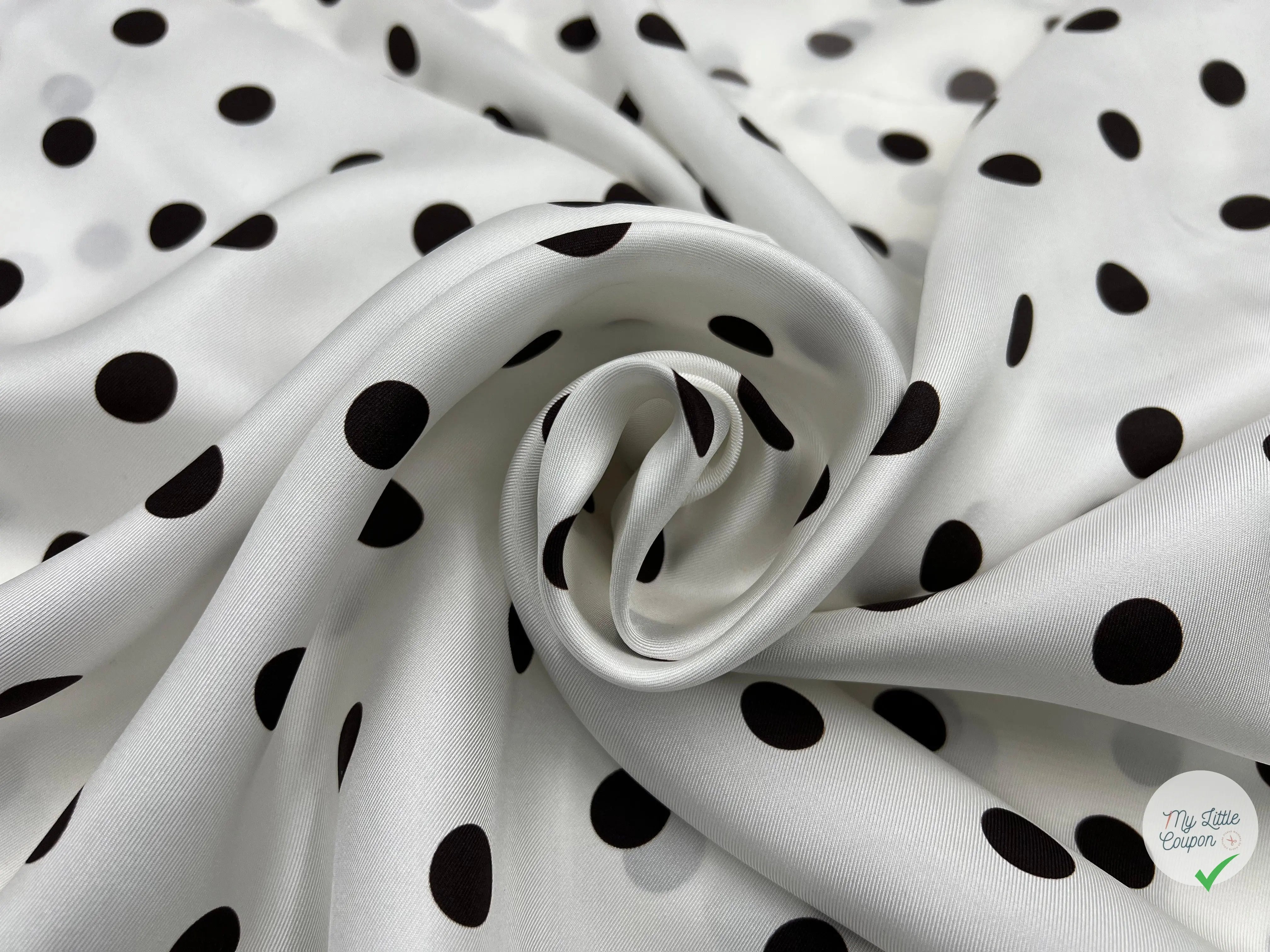 TWILL DE SOIE IMPRIMÉ POIS CHOCO FOND BLANC - coupon de tissu de 3 mètres - My Little Coupon - tissu - coudre