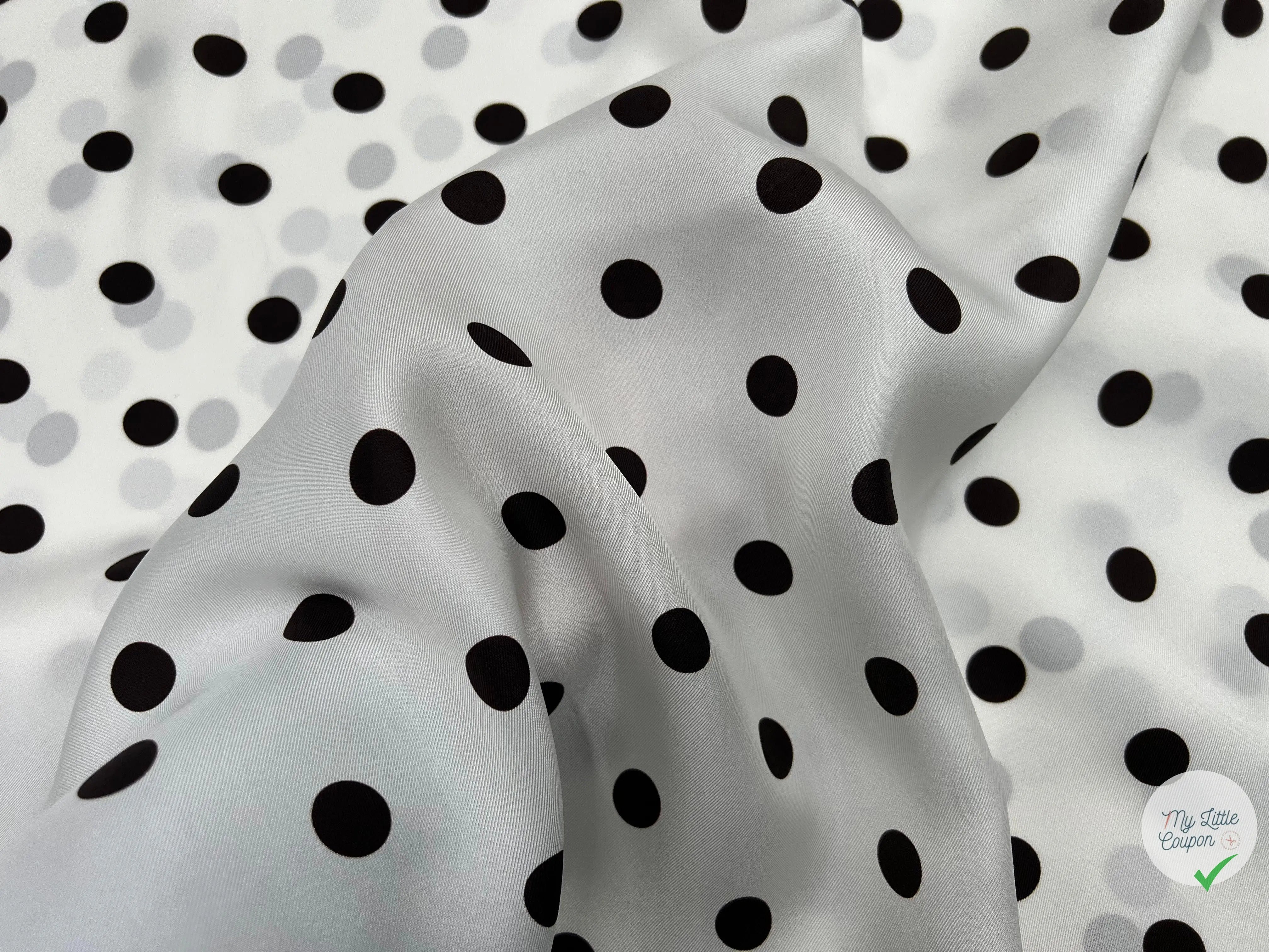 TWILL DE SOIE IMPRIMÉ POIS CHOCO FOND BLANC - coupon de tissu de 3 mètres - My Little Coupon - tissu - coudre
