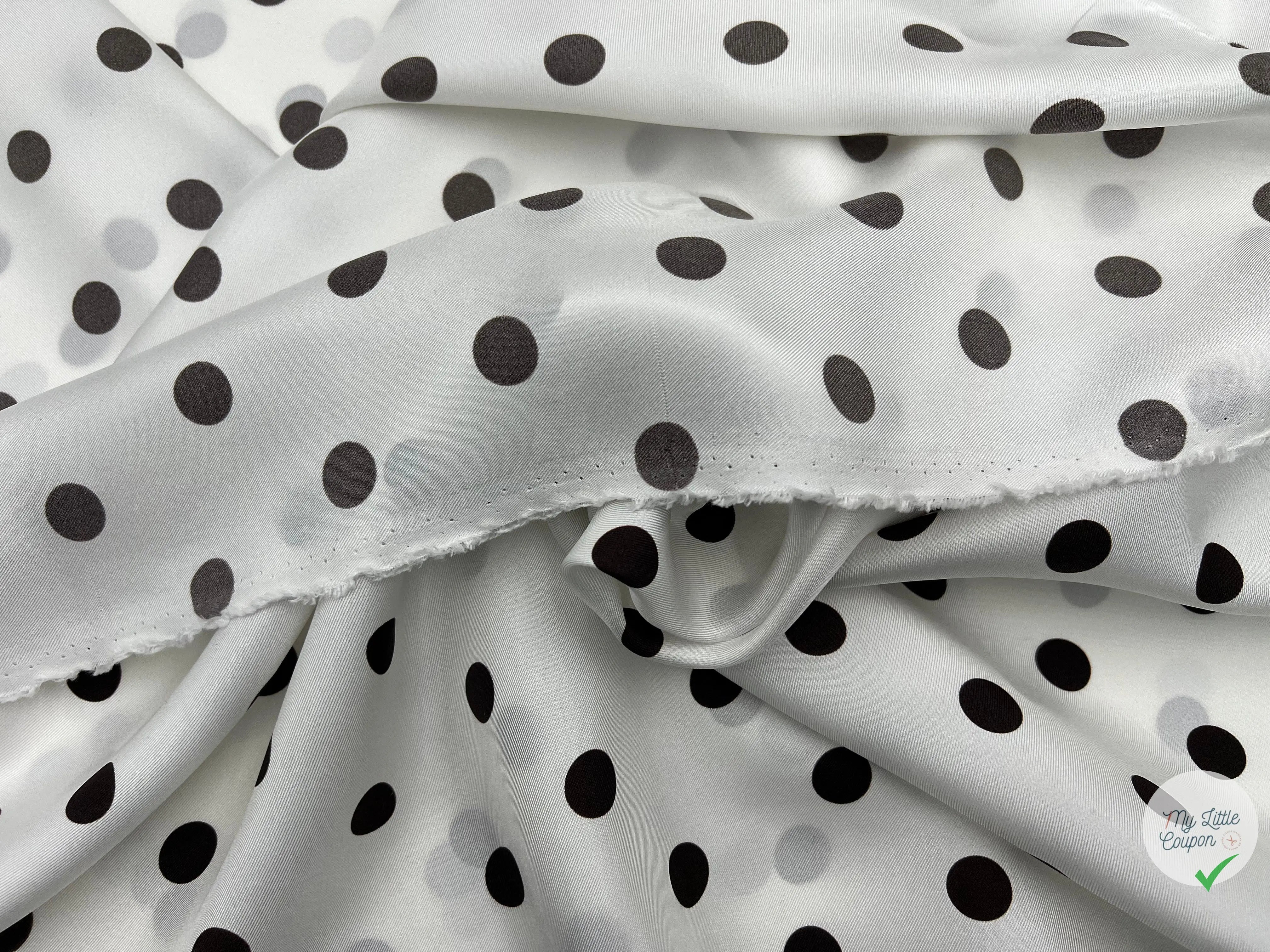 TWILL DE SOIE IMPRIMÉ POIS CHOCO FOND BLANC - coupon de tissu de 3 mètres - My Little Coupon - tissu - coudre