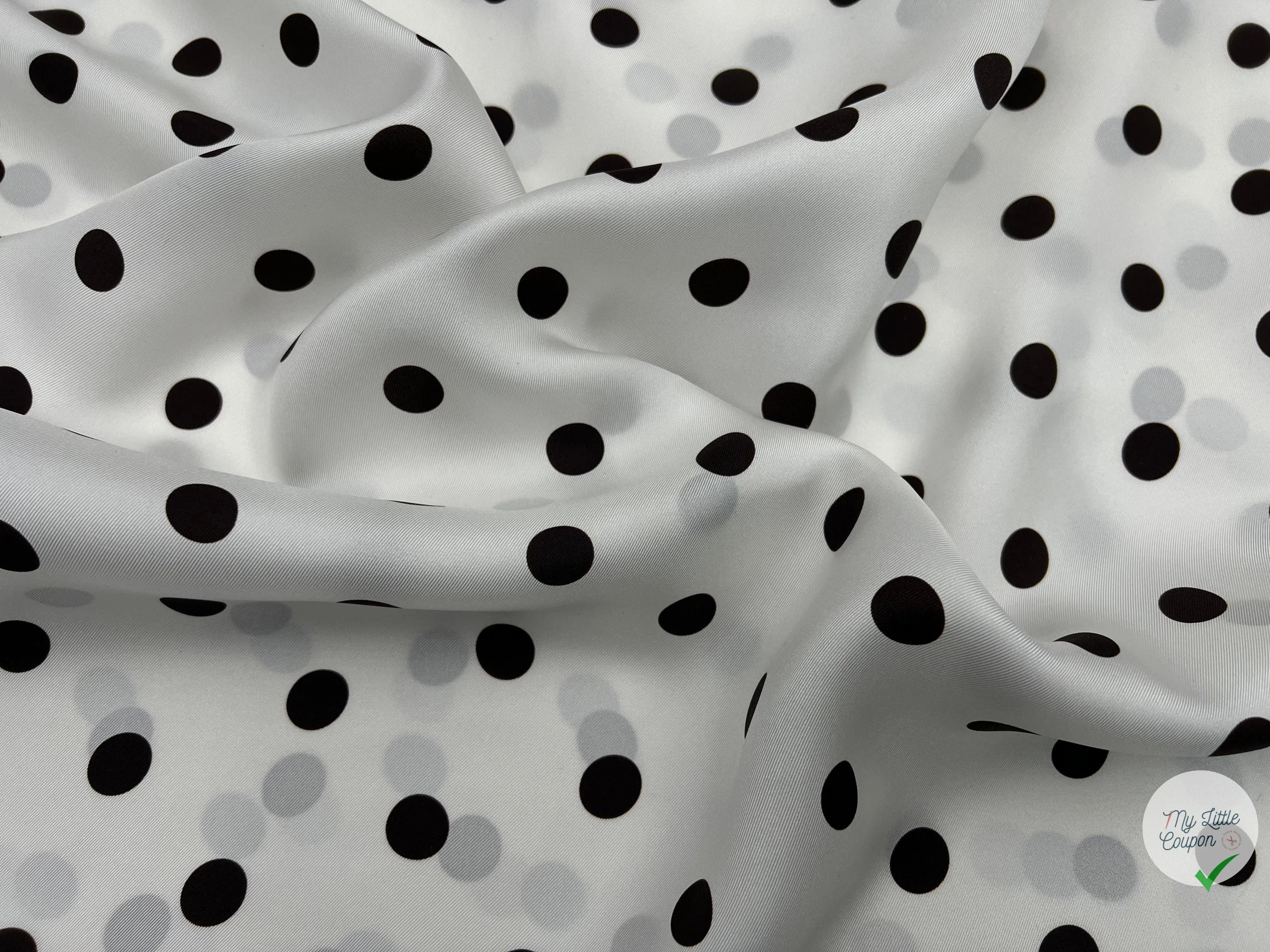 TWILL DE SOIE IMPRIMÉ POIS CHOCO FOND BLANC - coupon de tissu de 3 mètres - My Little Coupon - tissu - coudre