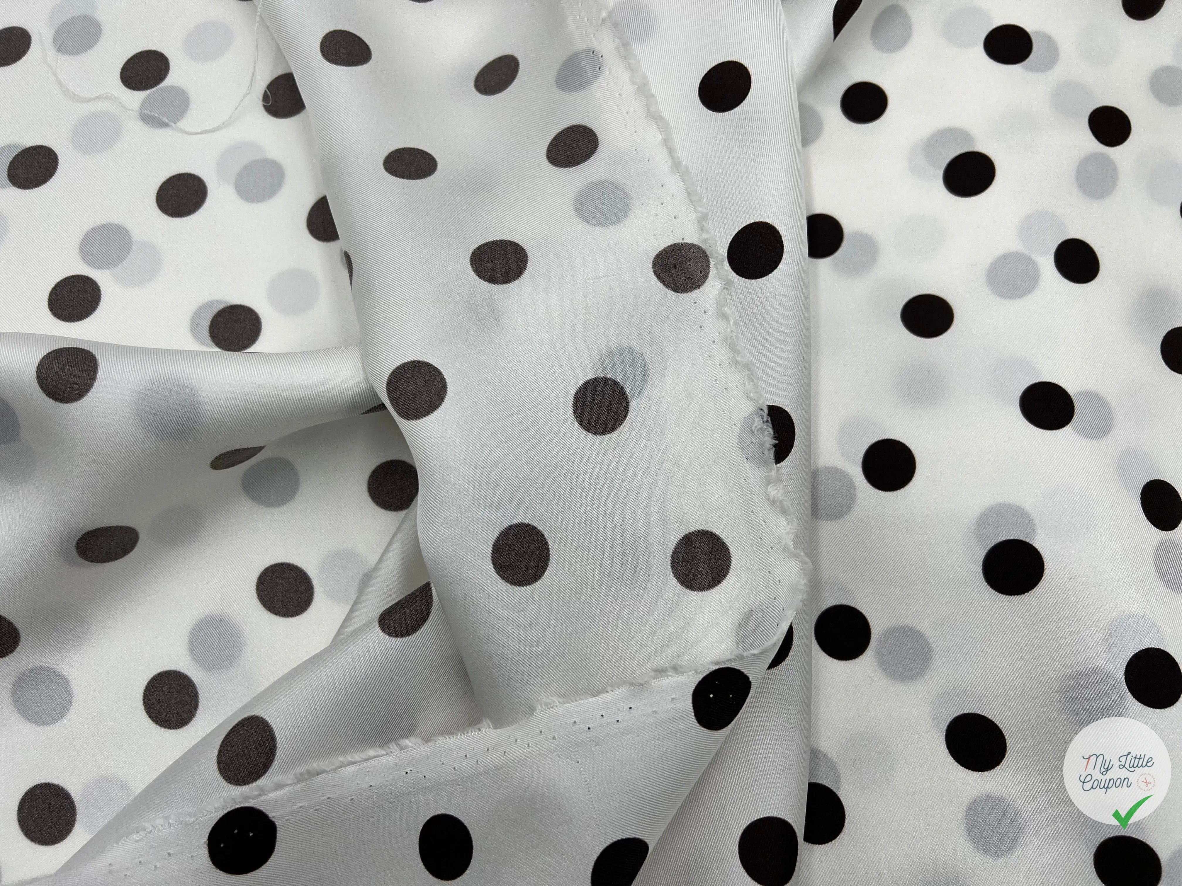TWILL DE SOIE IMPRIMÉ POIS CHOCO FOND BLANC - coupon de tissu de 3 mètres - My Little Coupon - tissu - coudre