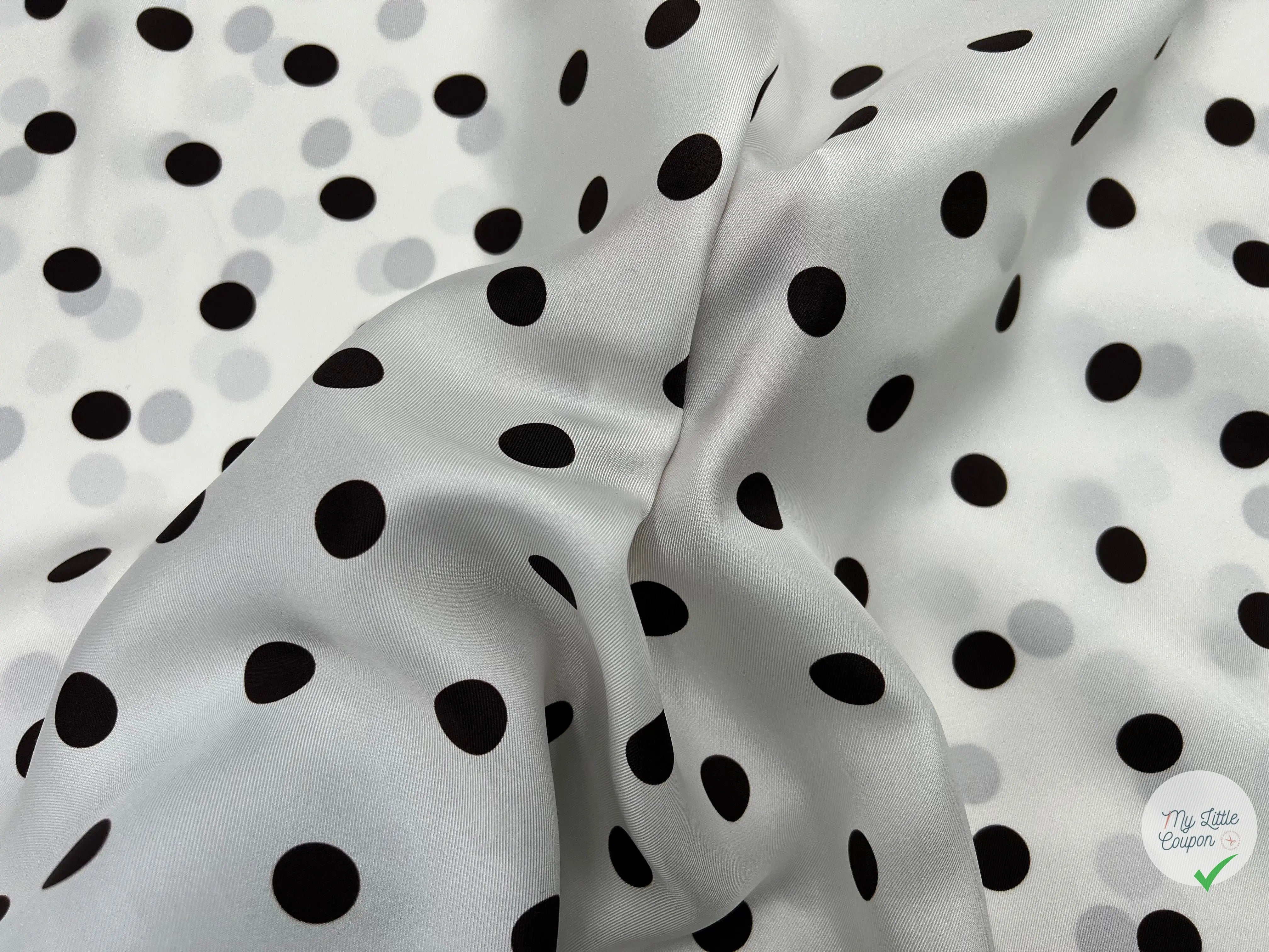 TWILL DE SOIE IMPRIMÉ POIS CHOCO FOND BLANC - coupon de tissu de 3 mètres - My Little Coupon - tissu - coudre