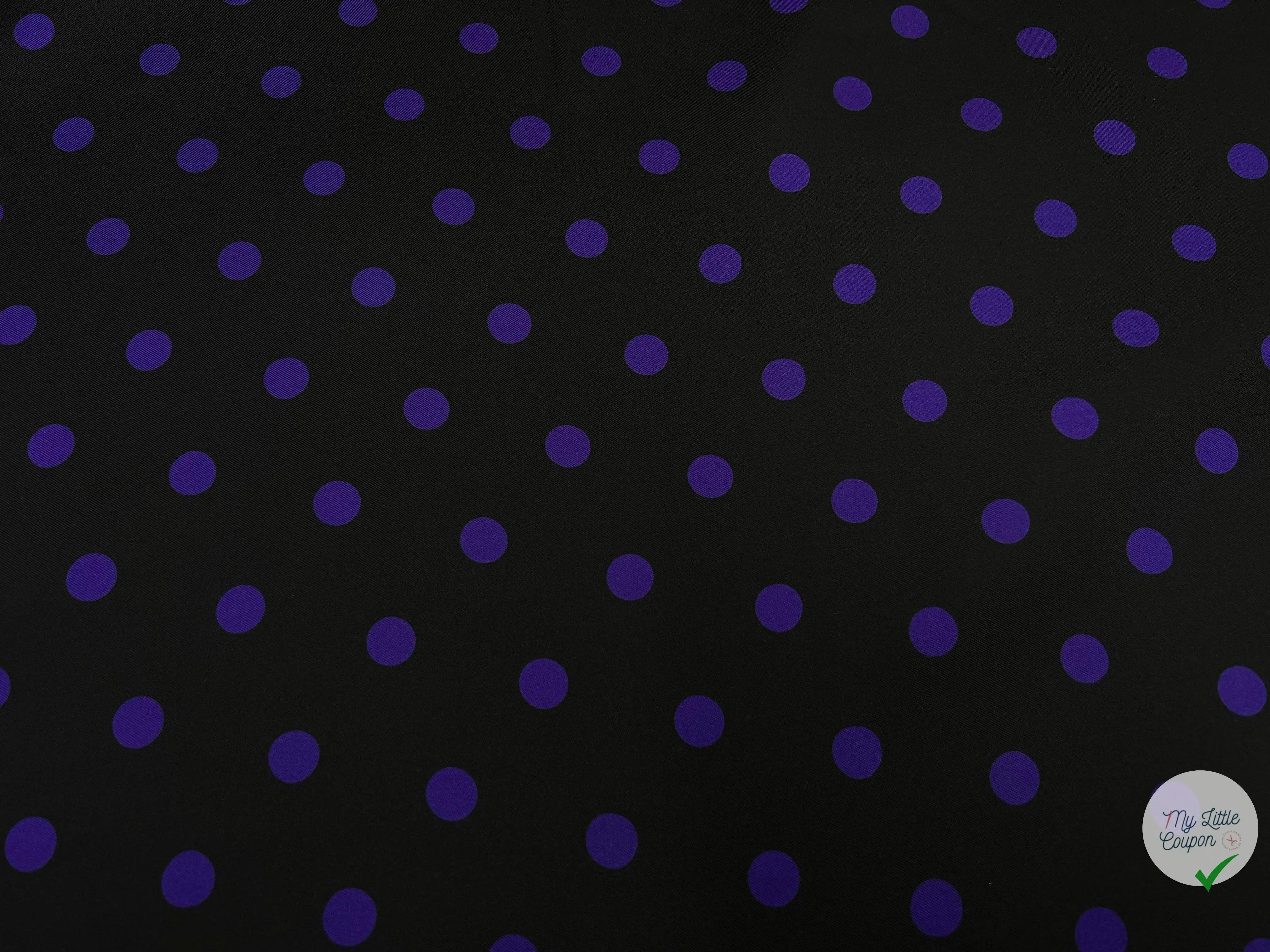 TWILL DE SOIE NOIR POIS PURPLE - coupon de tissu de 3 mètres - My Little Coupon - tissu - coudre