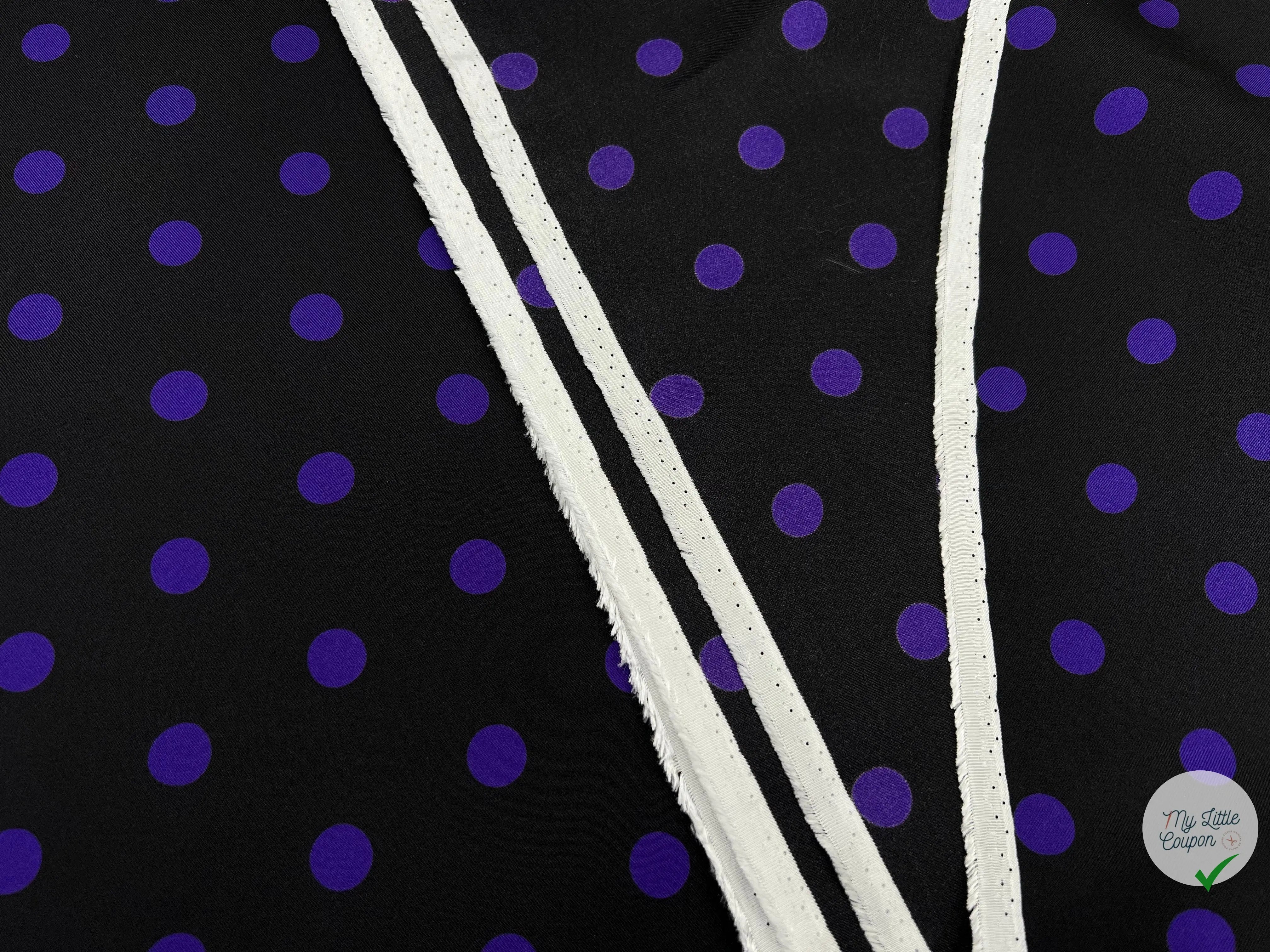 TWILL DE SOIE NOIR POIS PURPLE - coupon de tissu de 3 mètres - My Little Coupon - tissu - coudre