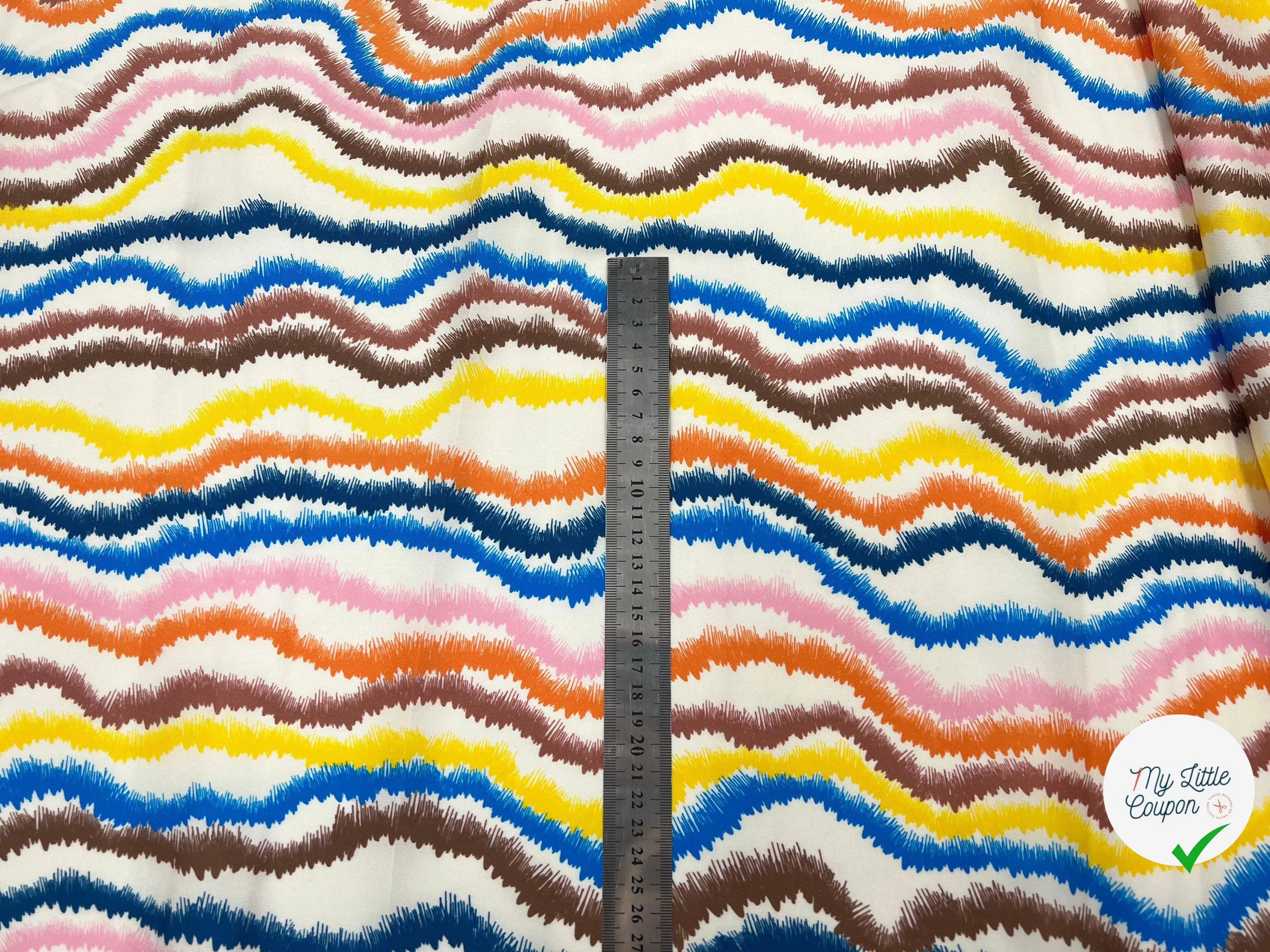 TWILL POLYESTER IMPRIMÉ SINUSOIDES MULTICOLORES - My Little Coupon - tissu - coudre