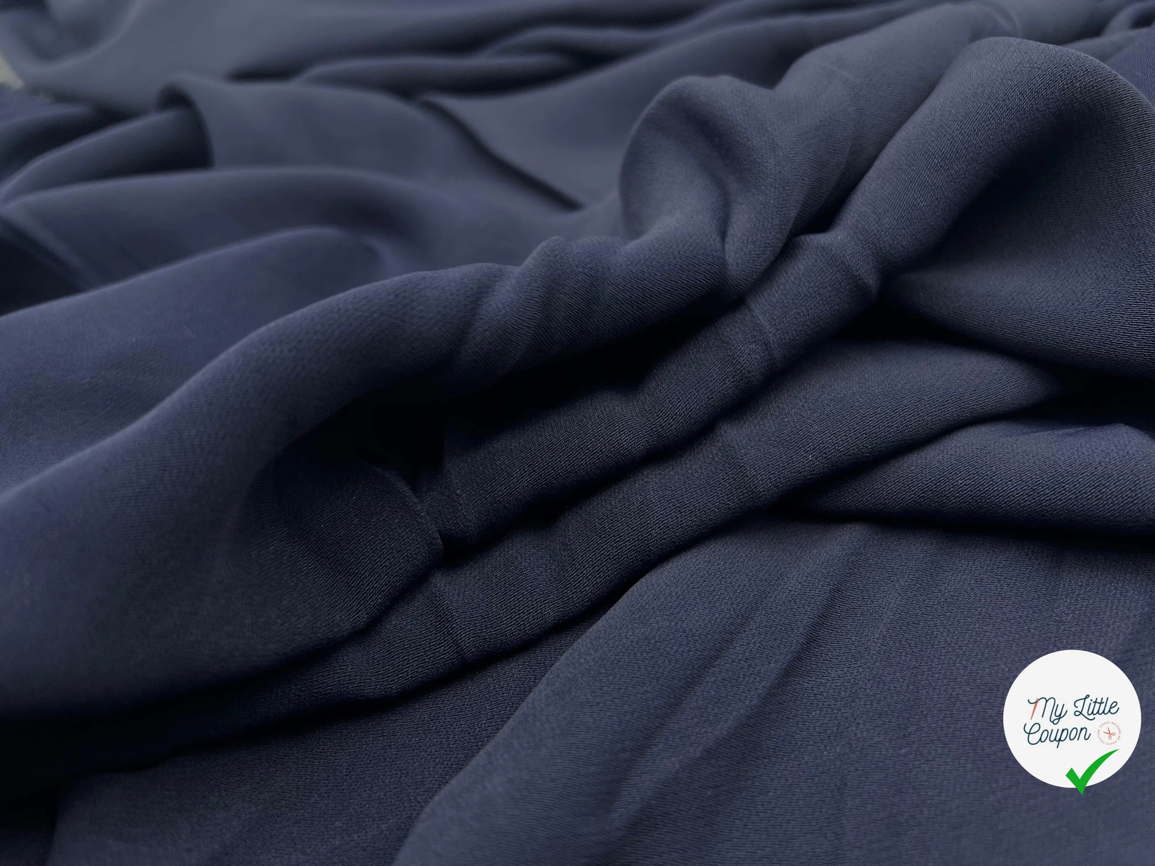 TWILL VISCOSE ÉLASTHANNE BLEU MARINE SOUPLE - coupon de tissu de 3 mètres - My Little Coupon - tissu - coudre