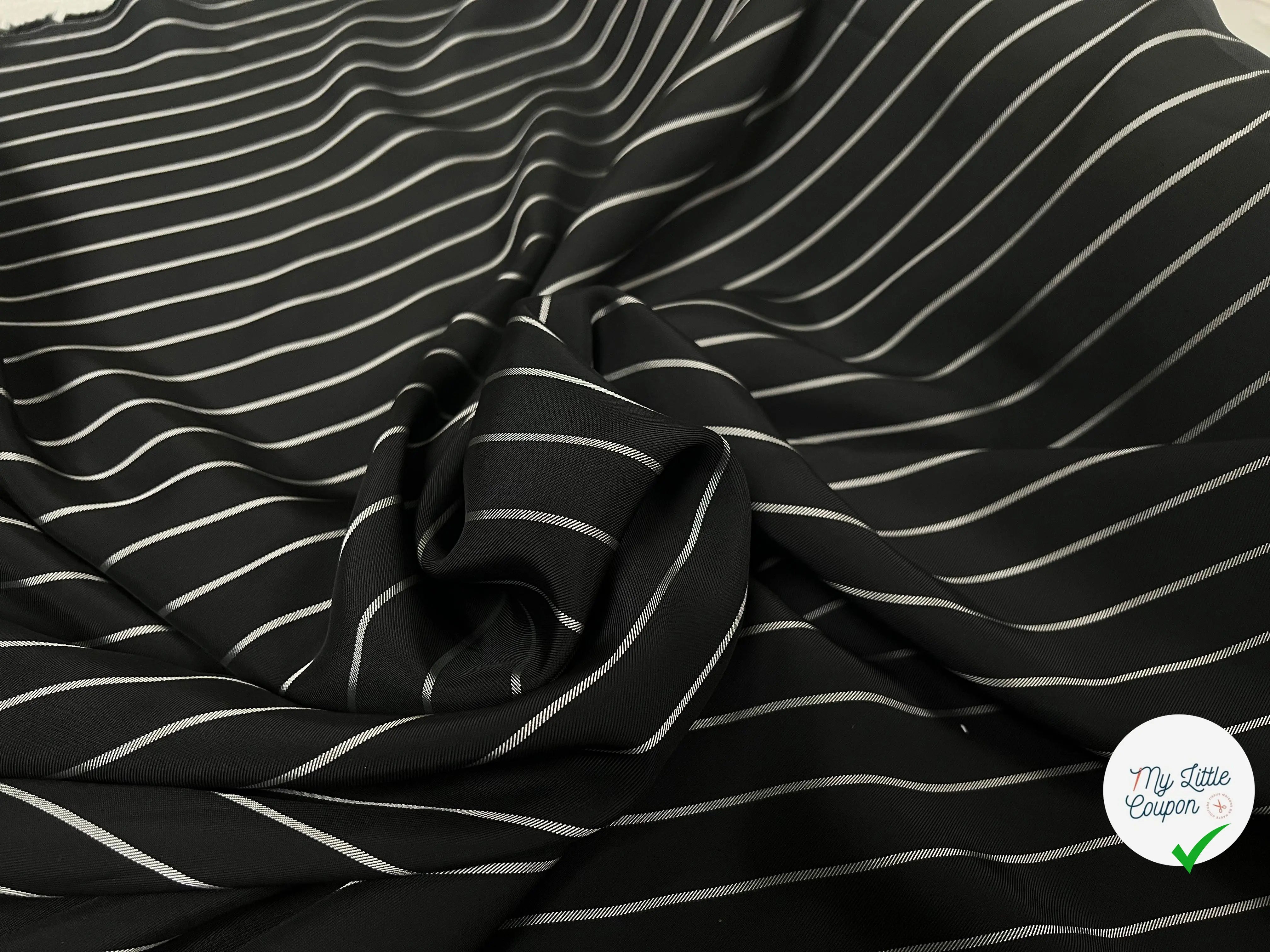 TWILL VISCOSE NOIR À RAYURES TISSÉ TEINT - My Little Coupon - tissu - coudre