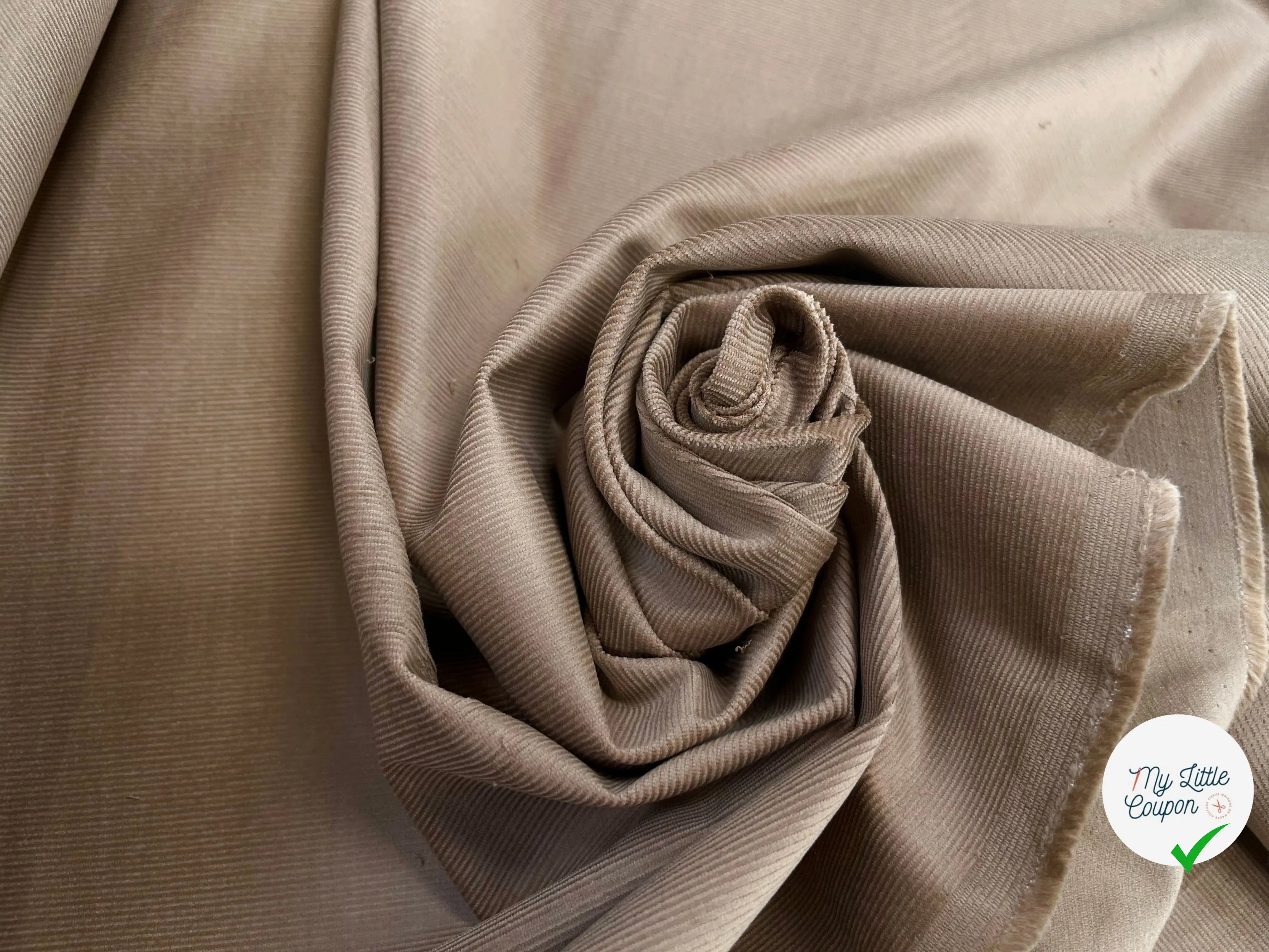 VELOURS 1000 RAIES COTON BEIGE CLAIR ULTRA CHIC - My Little Coupon