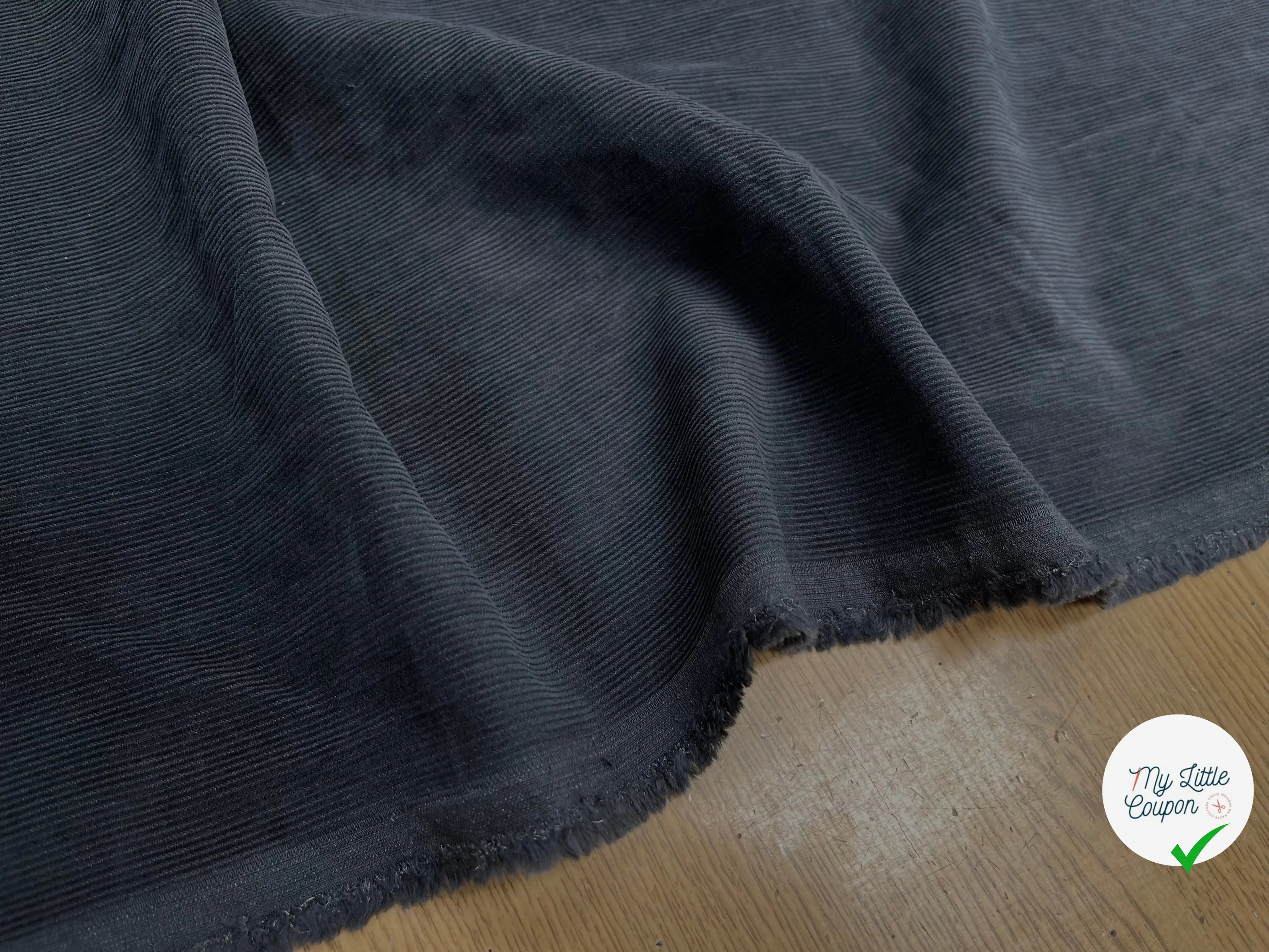 VELOURS 1000 RAIES COTON BLEU NAVY MÉTAL - My Little Coupon