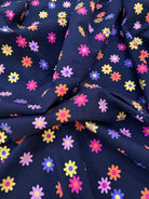 VELOURS BABYCORD FLOWERS – NAVY MULTI - My Little Coupon