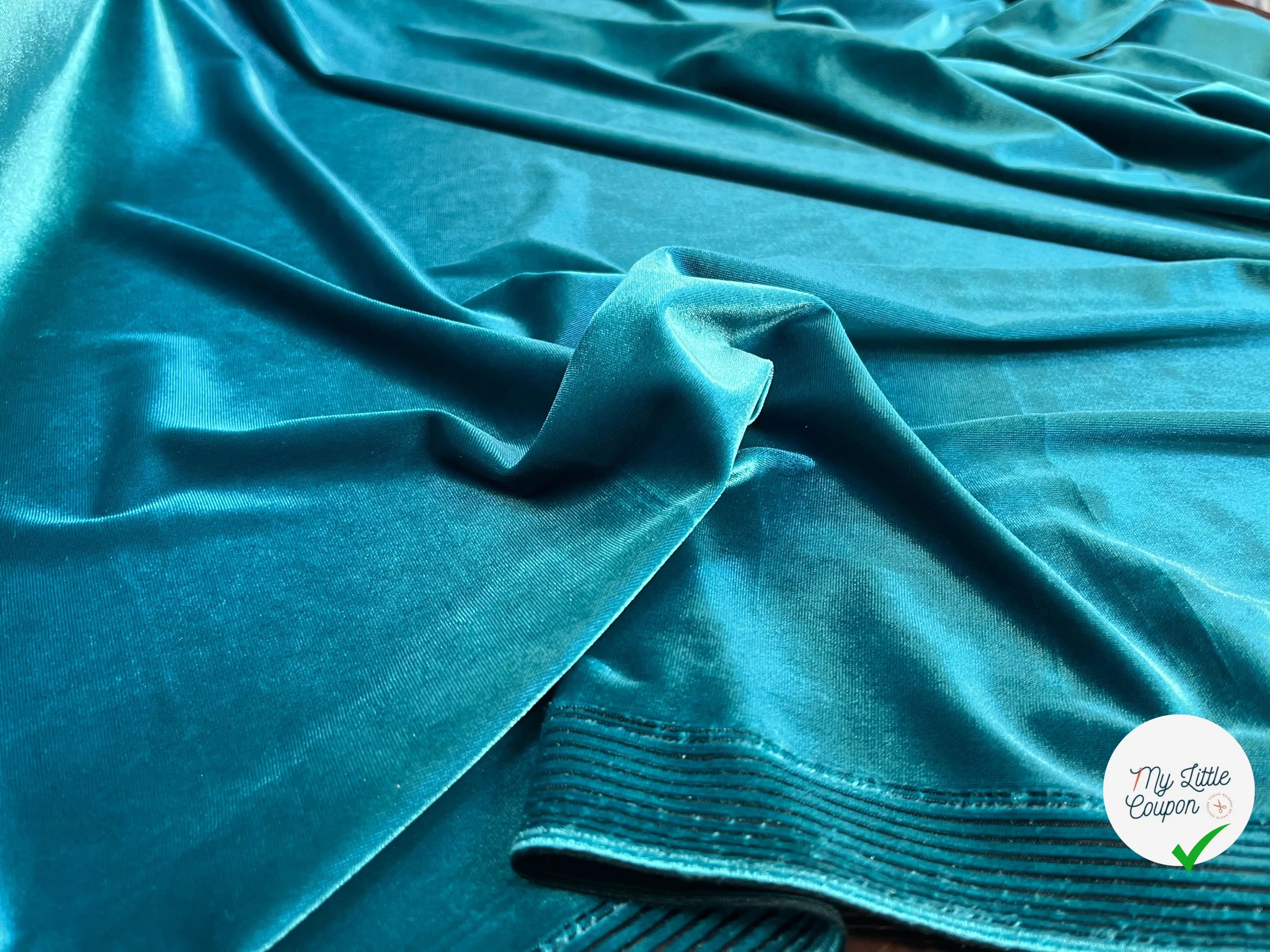 VELOURS CARVICO MAILLE STRETCH LAGOON - My Little Coupon