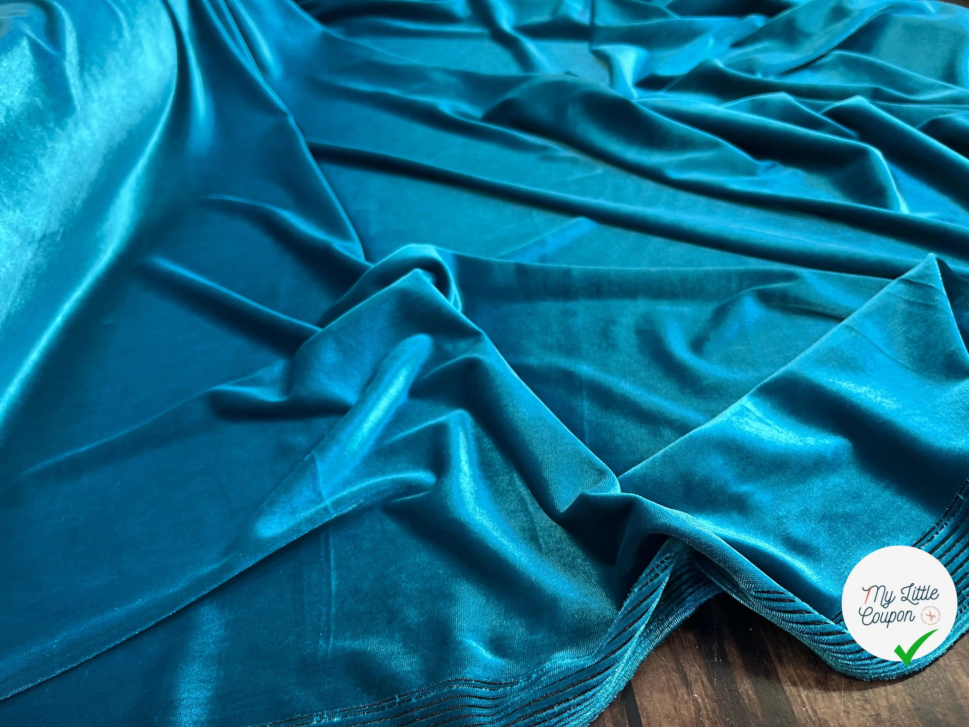 VELOURS CARVICO MAILLE STRETCH LAGOON - My Little Coupon