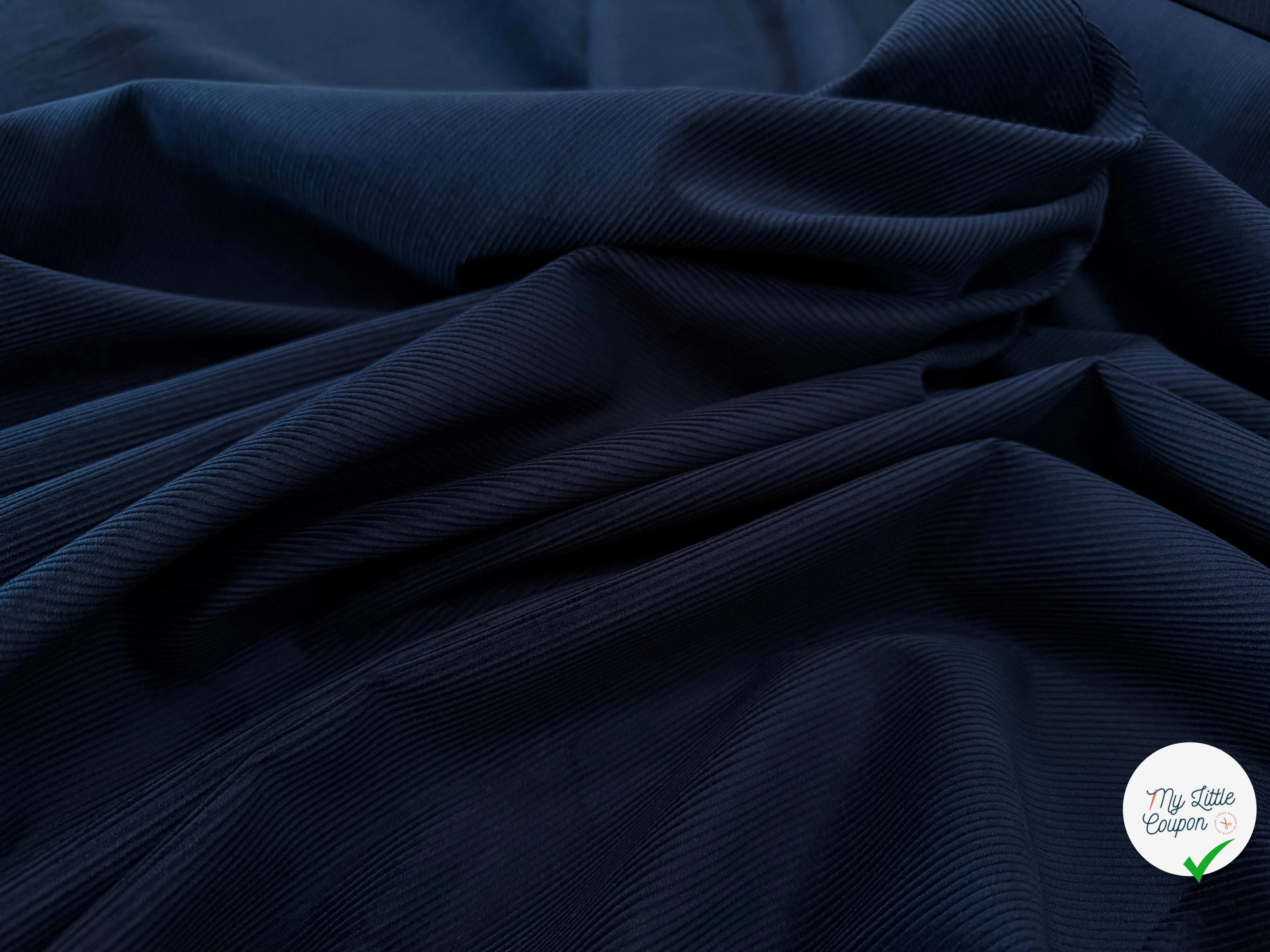 VELOURS COTELE EN COTON 1000 RAIES BLEU MARINE - My Little Coupon