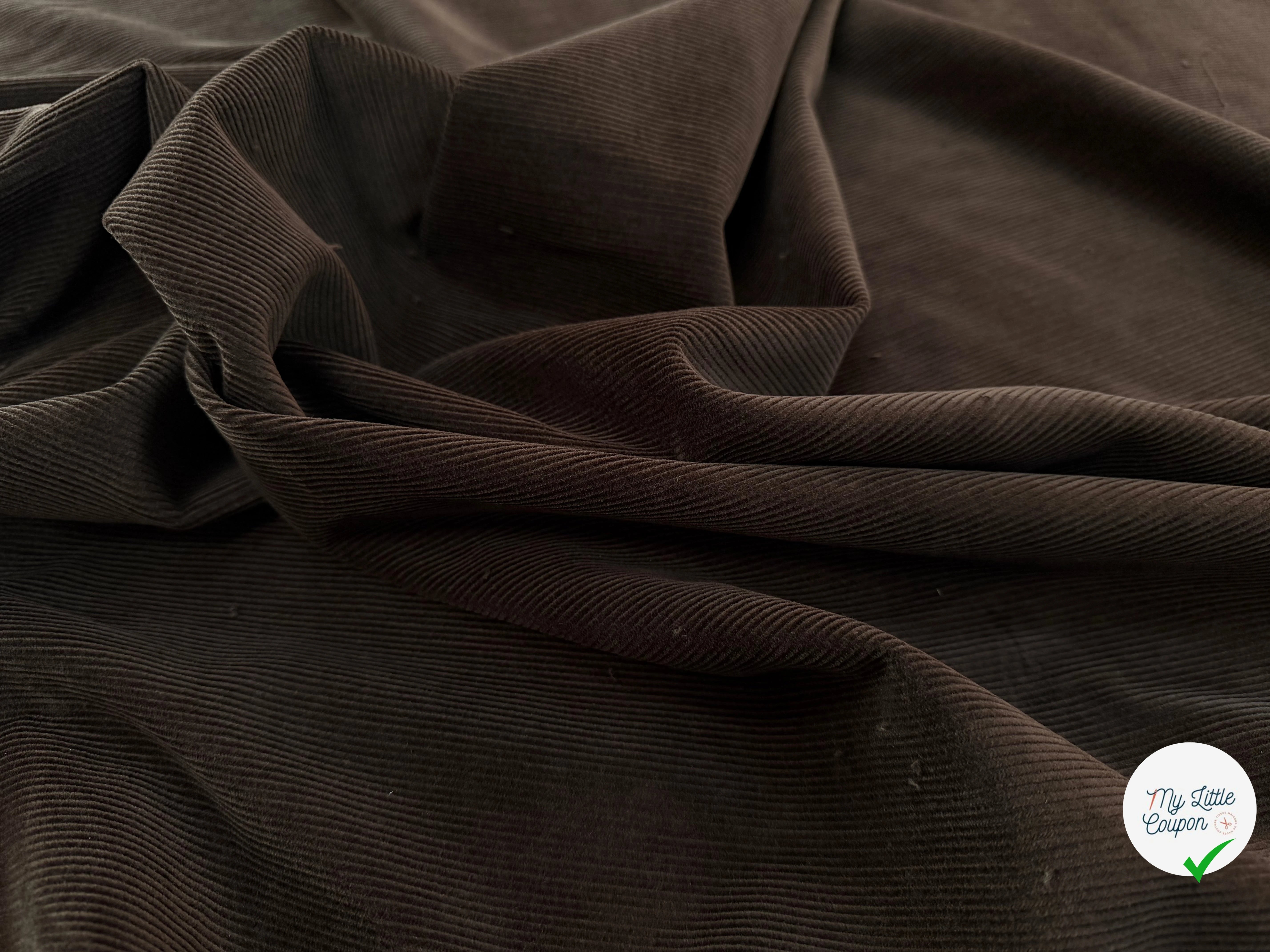 VELOURS COTELE EN COTON 1000 RAIES CAFE - My Little Coupon
