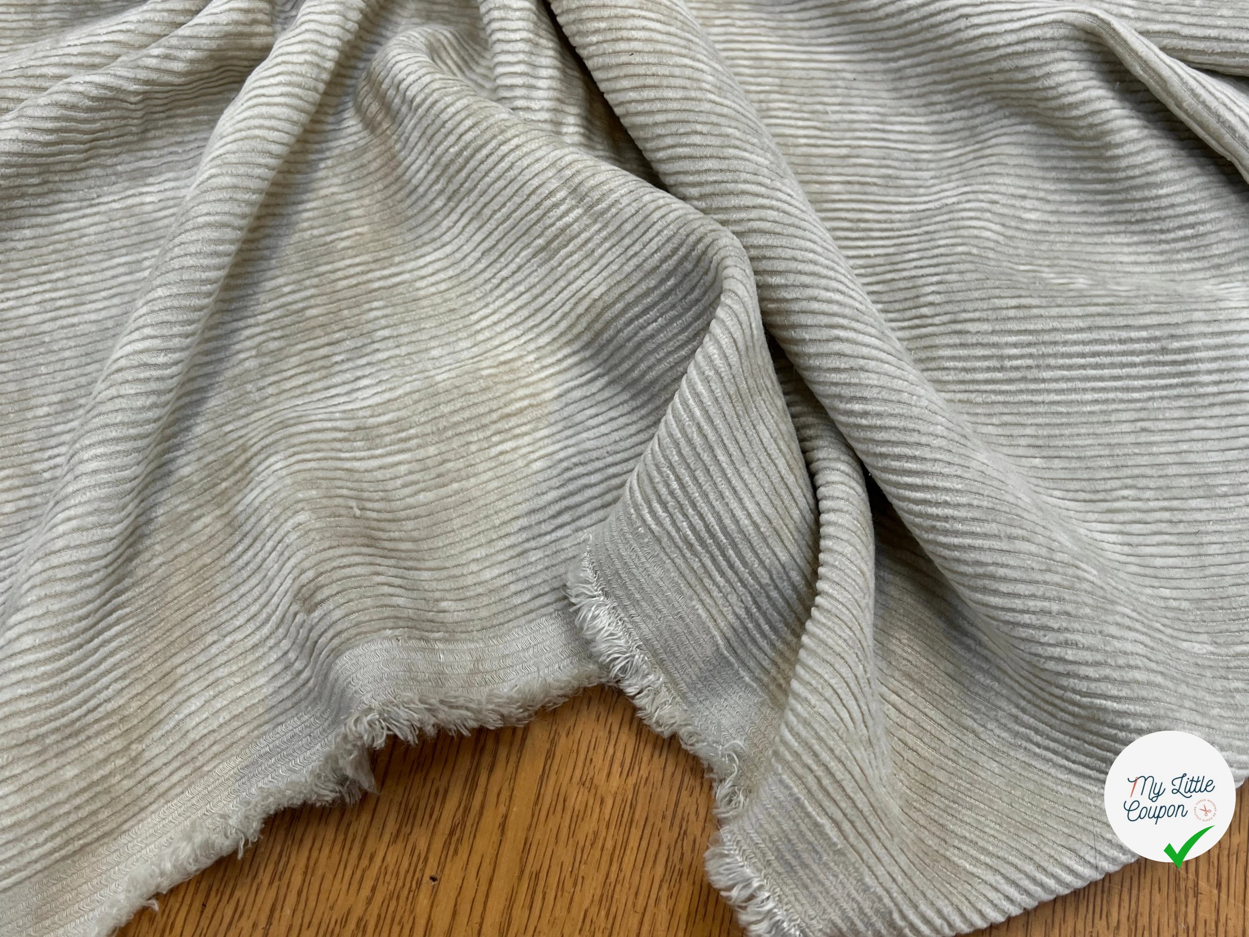 VELOURS DE COTON 500 RAIES BEIGE CLAIR 140CM - My Little Coupon