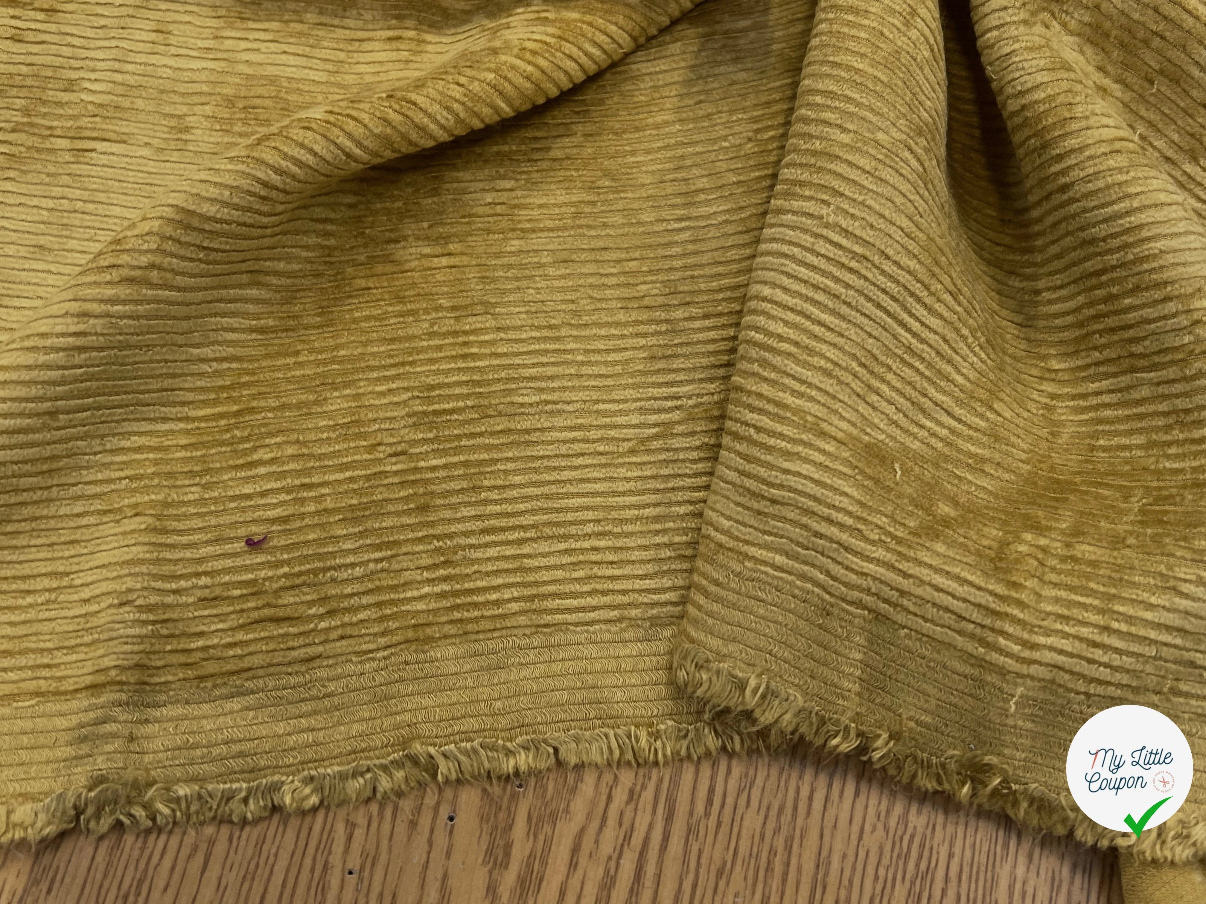 VELOURS DE COTON 500 RAIES JAUNE MOUTARDE 140CM - My Little Coupon