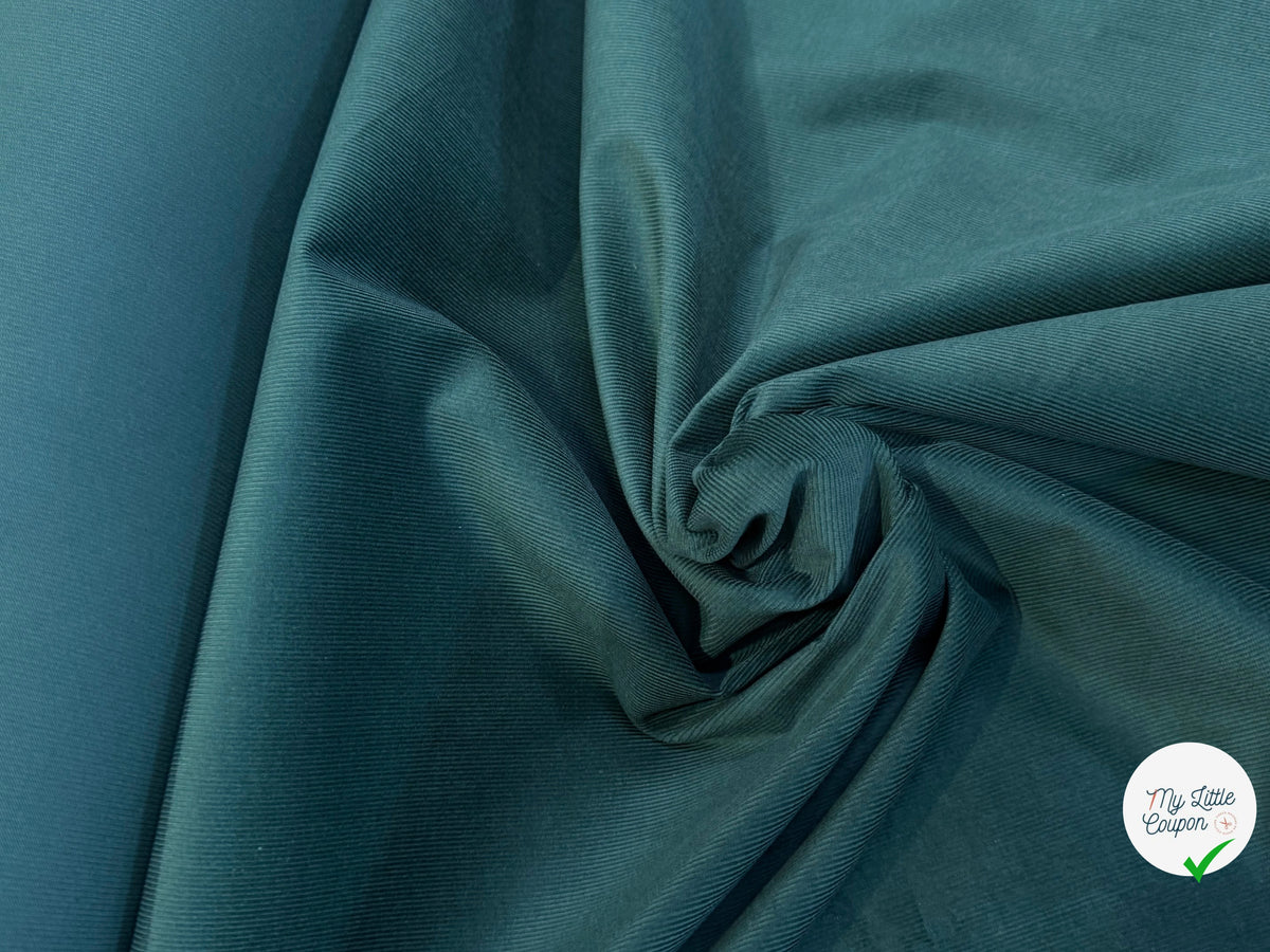 VELOURS DE COTON BIO CLASSIQUE 600 RAIES STRETCH VERT 98% COTON - My Little Coupon