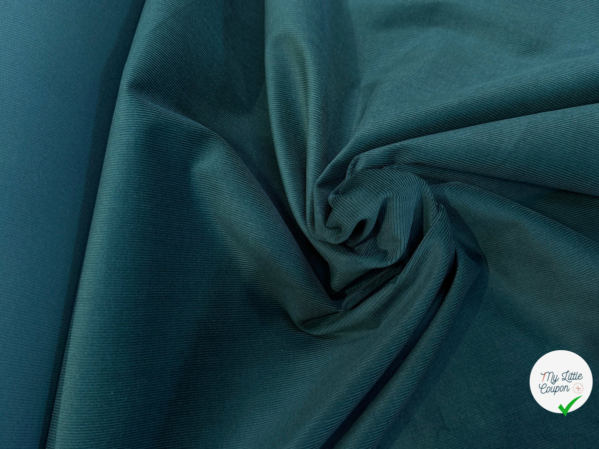 VELOURS DE COTON BIO CLASSIQUE 600 RAIES STRETCH VERT 98% COTON - My Little Coupon
