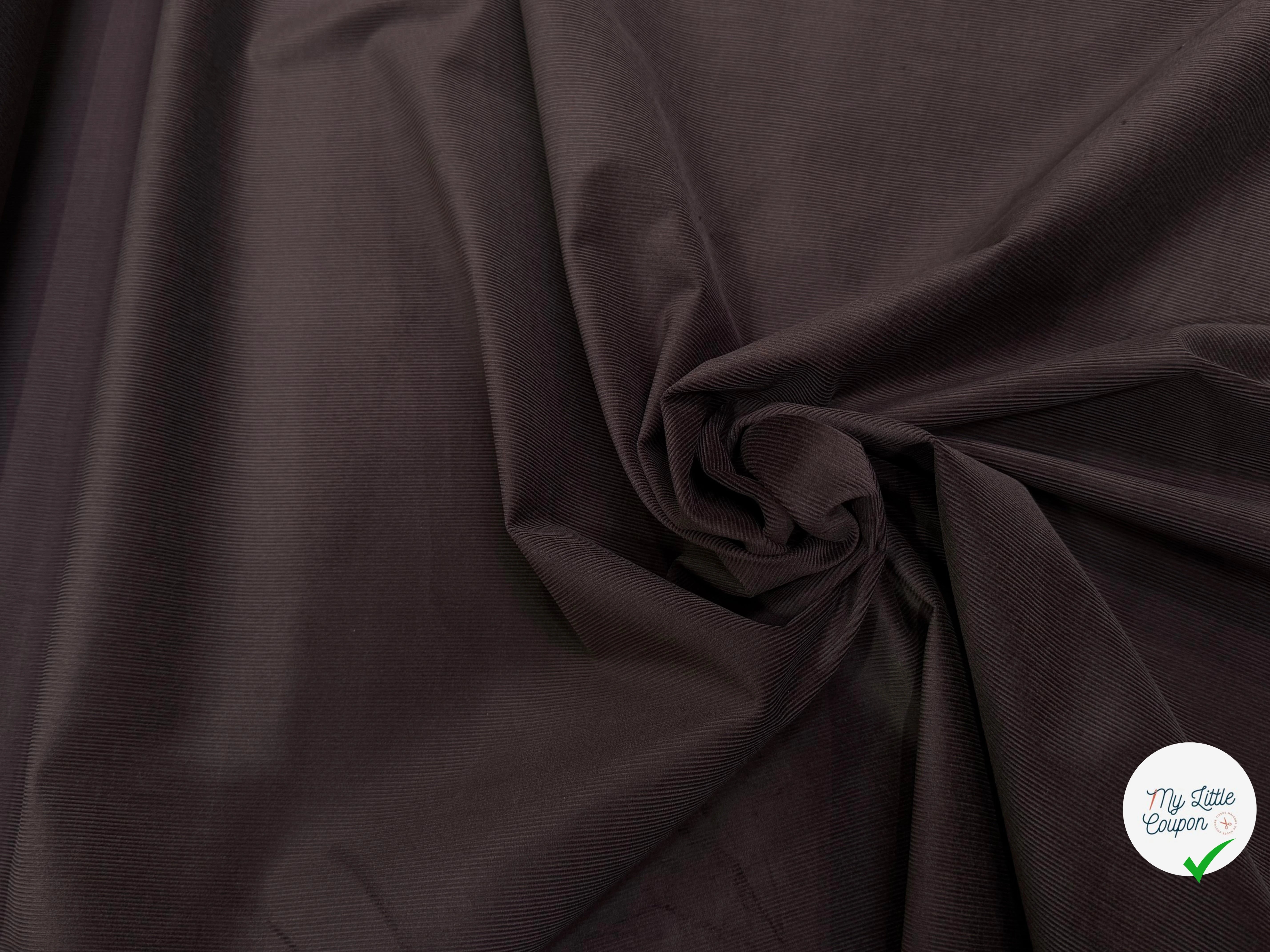 VELOURS DE COTON CLASSIQUE 1000 RAIES STRETCH MARRON FONCÉ 98% COTON - My Little Coupon