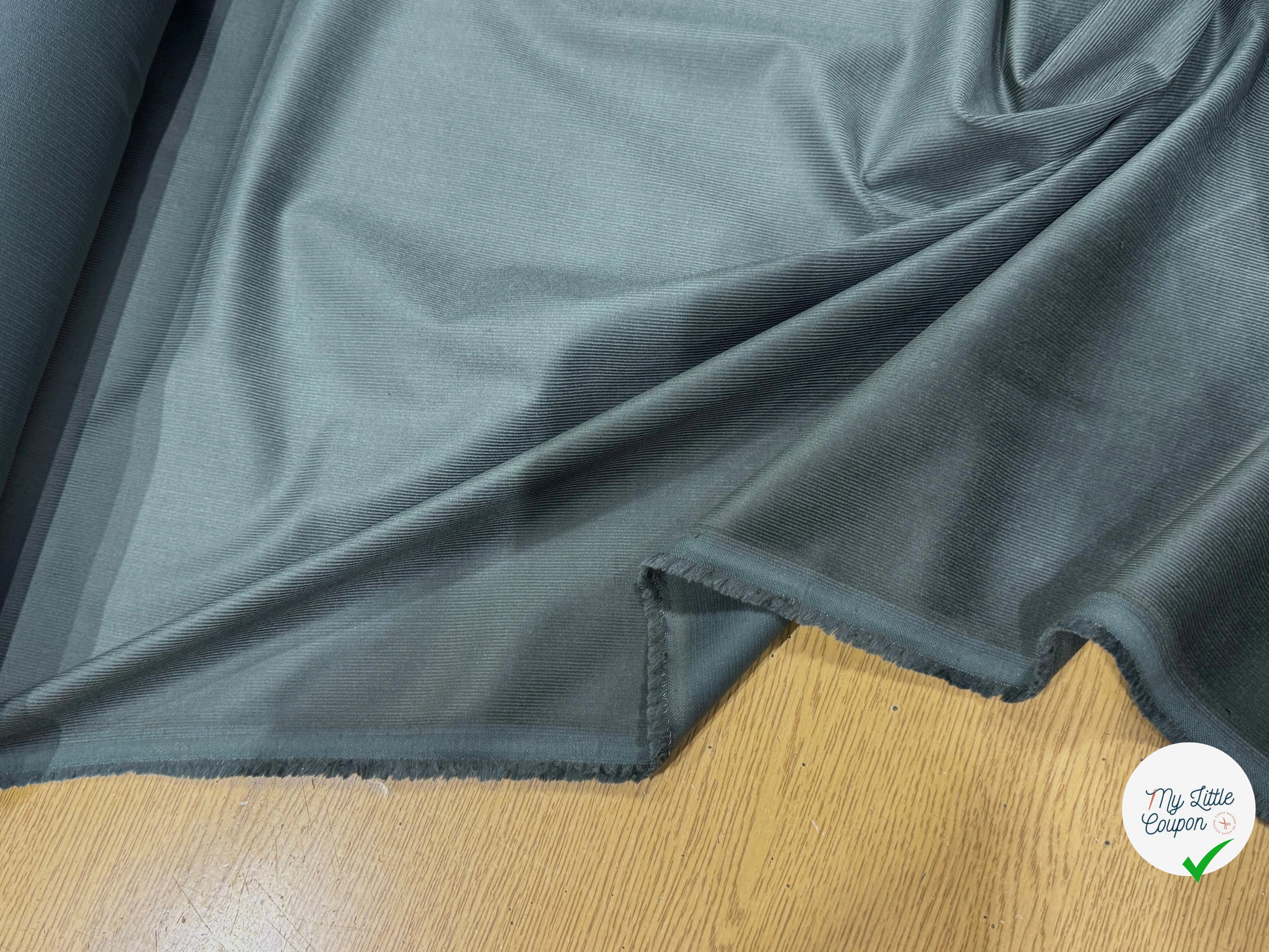 VELOURS DE COTON CLASSIQUE 1000 RAIES STRETCH VERT 98% COTON - My Little Coupon