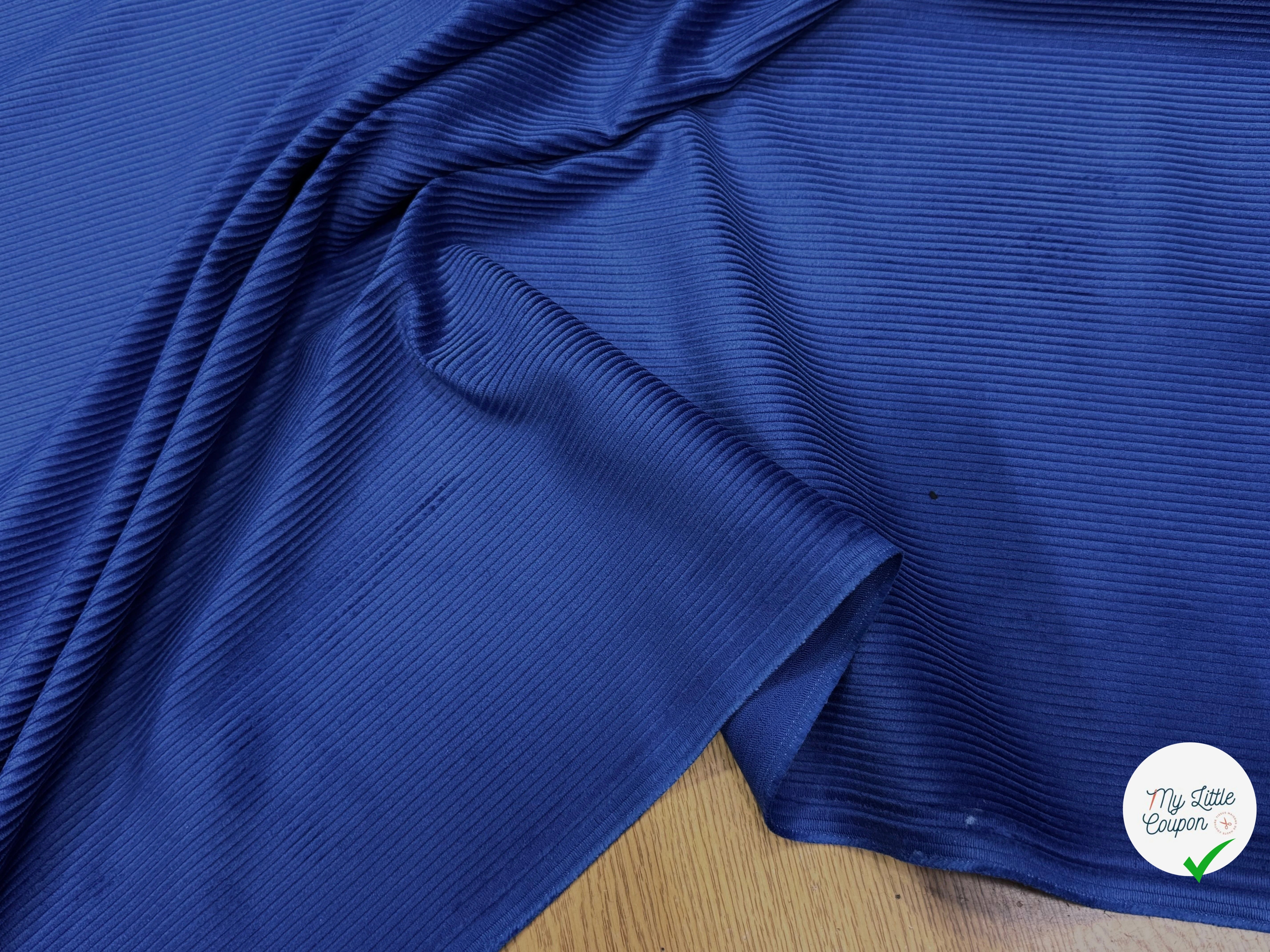 VELOURS DE COTON CLASSIQUE 300 RAIES BLEU 100% COTON - My Little Coupon