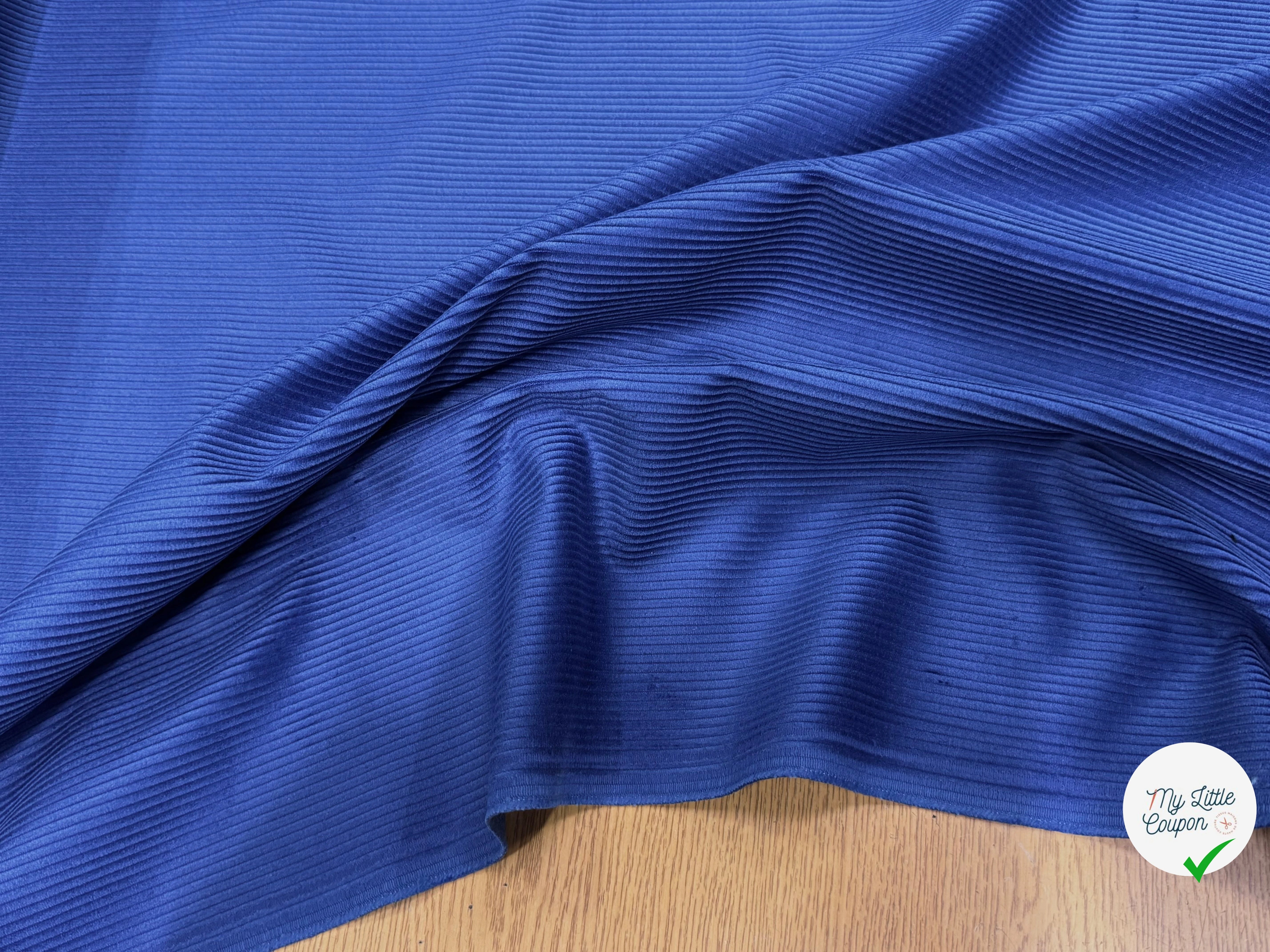 VELOURS DE COTON CLASSIQUE 300 RAIES BLEU 100% COTON - My Little Coupon