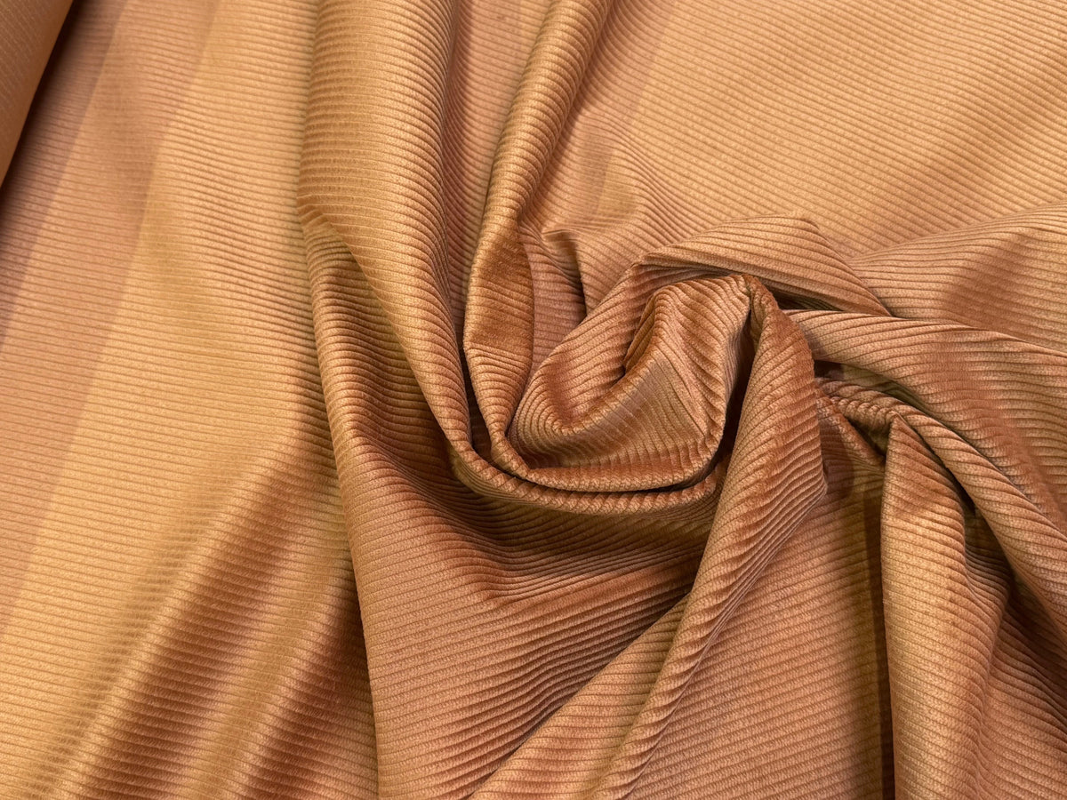 VELOURS DE COTON CLASSIQUE 300 RAIES STRETCH BRUN 98% COTON - My Little Coupon