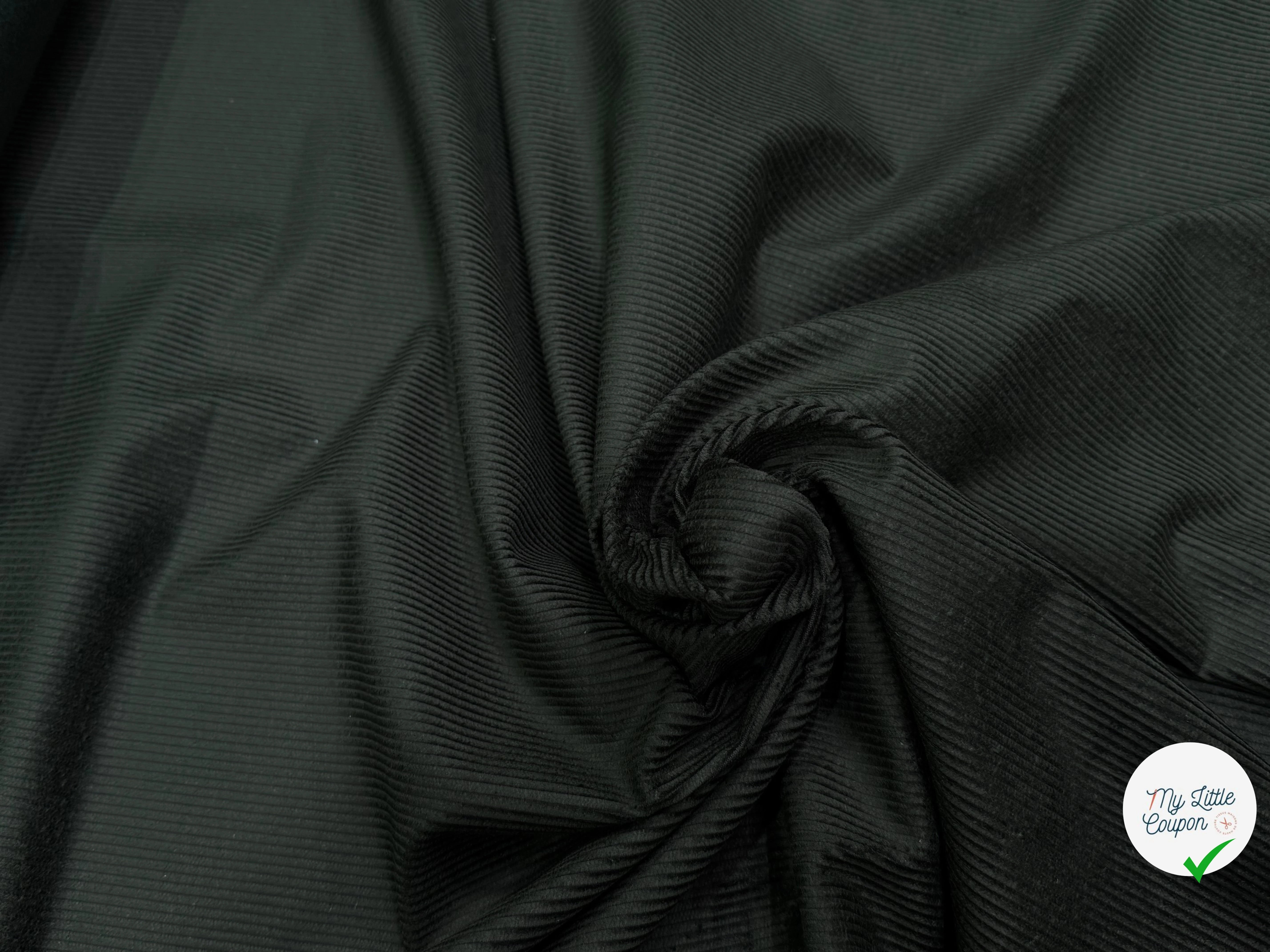 VELOURS DE COTON CLASSIQUE 300 RAIES VERT FONCÉ 100% COTON - My Little Coupon