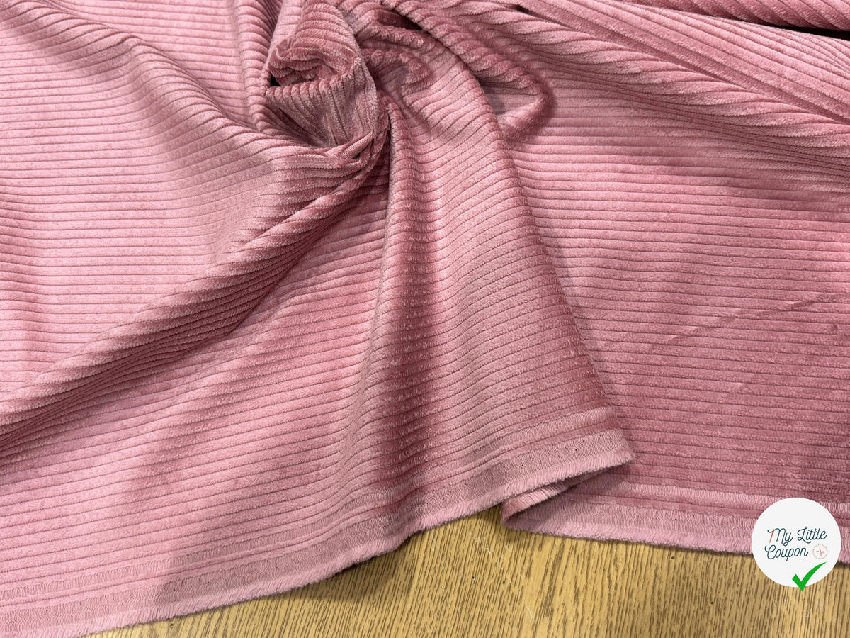 VELOURS DE COTON CLASSIQUE CÂBLÉ ROSE 85% COTON - My Little Coupon